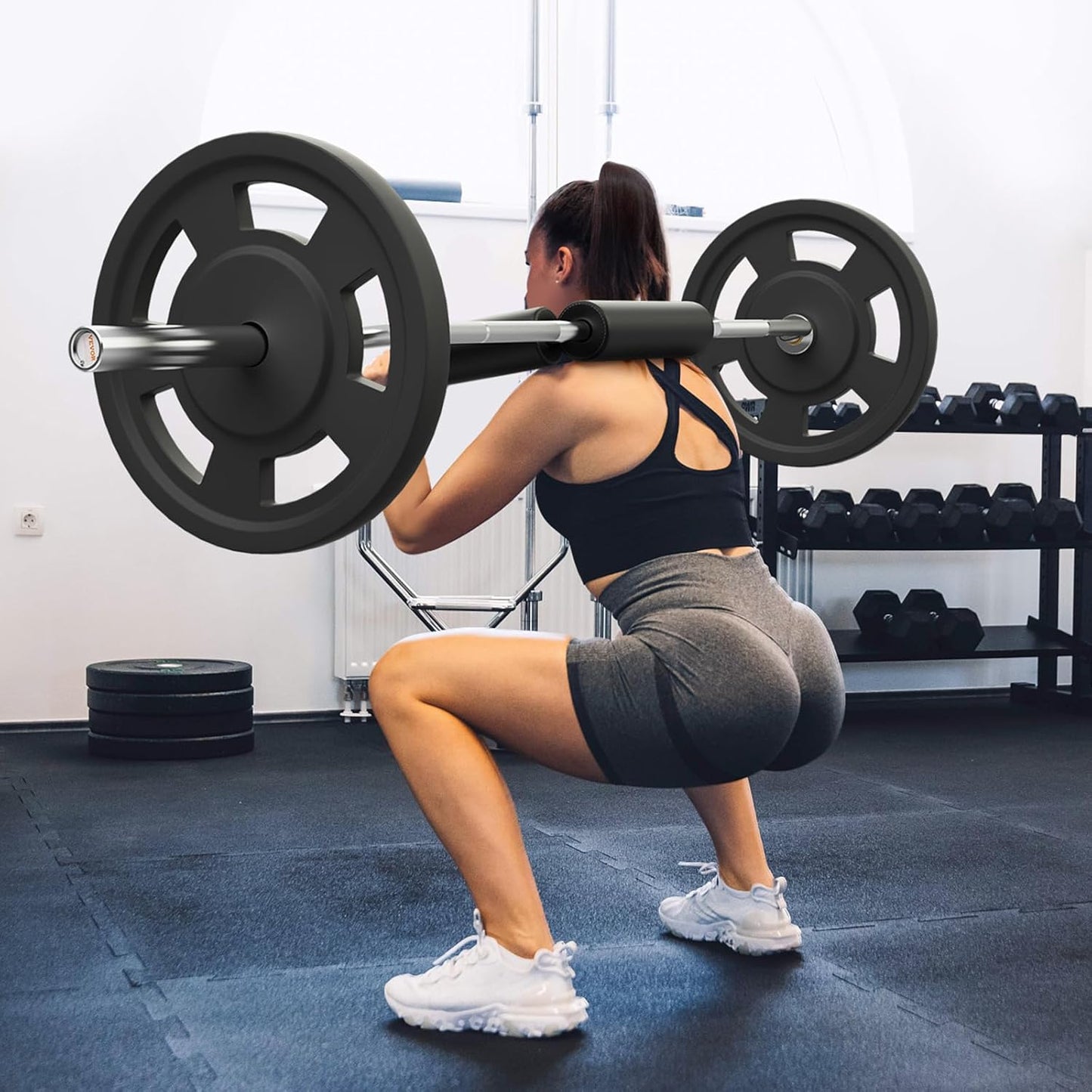 VEVOR Safety Squat Bar, 700 & 1500 LBS, Plus 500 LBS Hex Barbell Trap Bar, Ideal for Squats, Deadlifts, Lunges, Rehab
