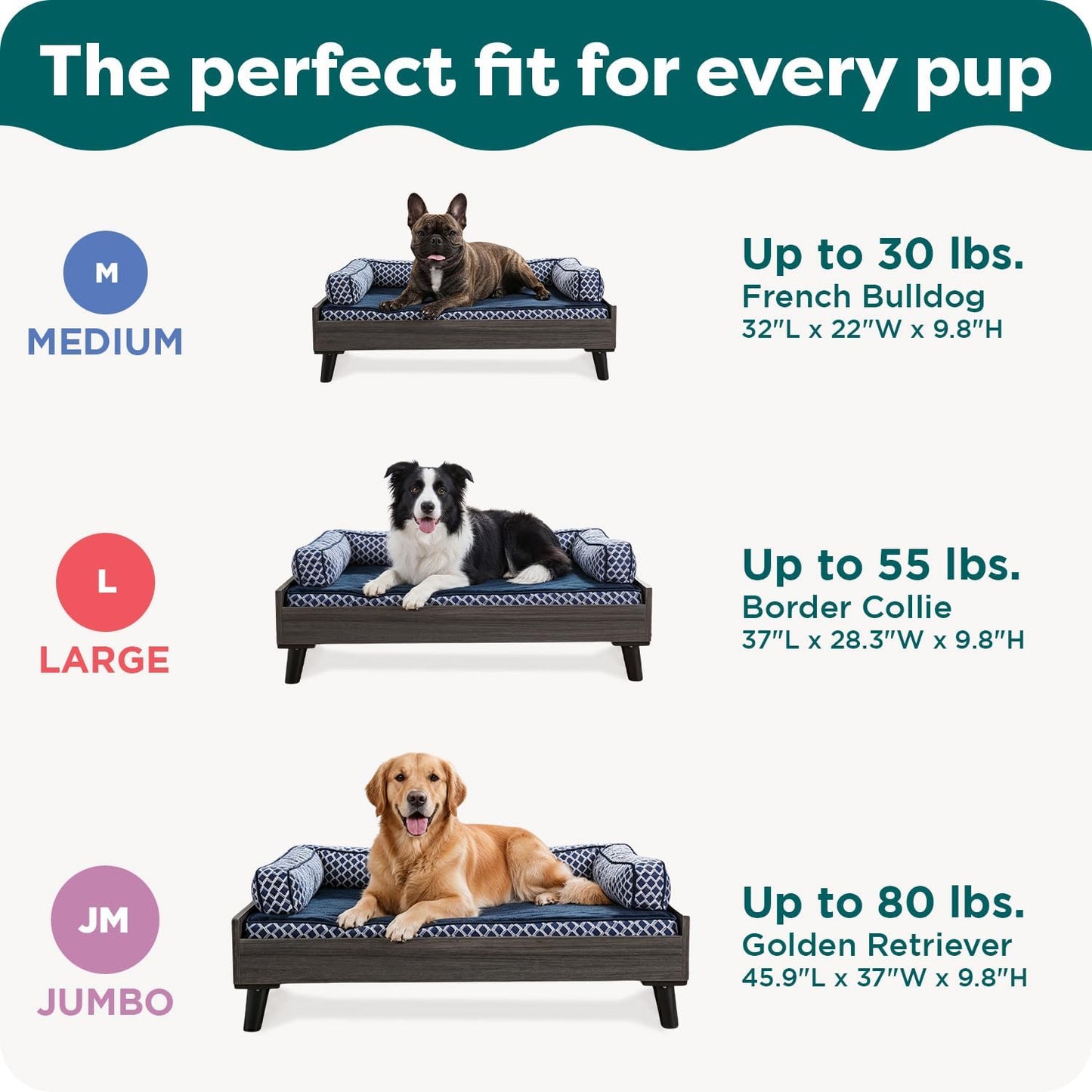 Furhaven Elevated Dog Bed Frame for 30" x 20" Medium Dog Beds, Easy Assembly - Mid-Century Modern Bed Frame - Gray Wash, Medium
