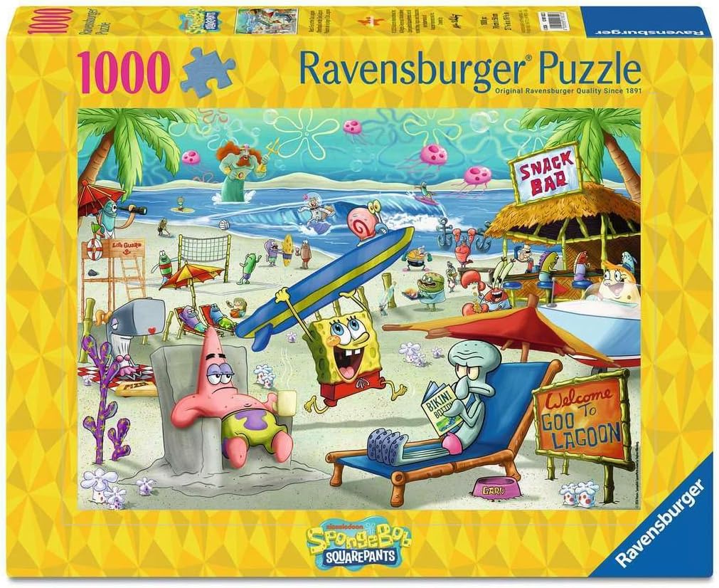 Ravensburger Spongebob Squarepants - Beach Fun at The Goo Lagoon - 1000 Piece Puzzle for Adults
