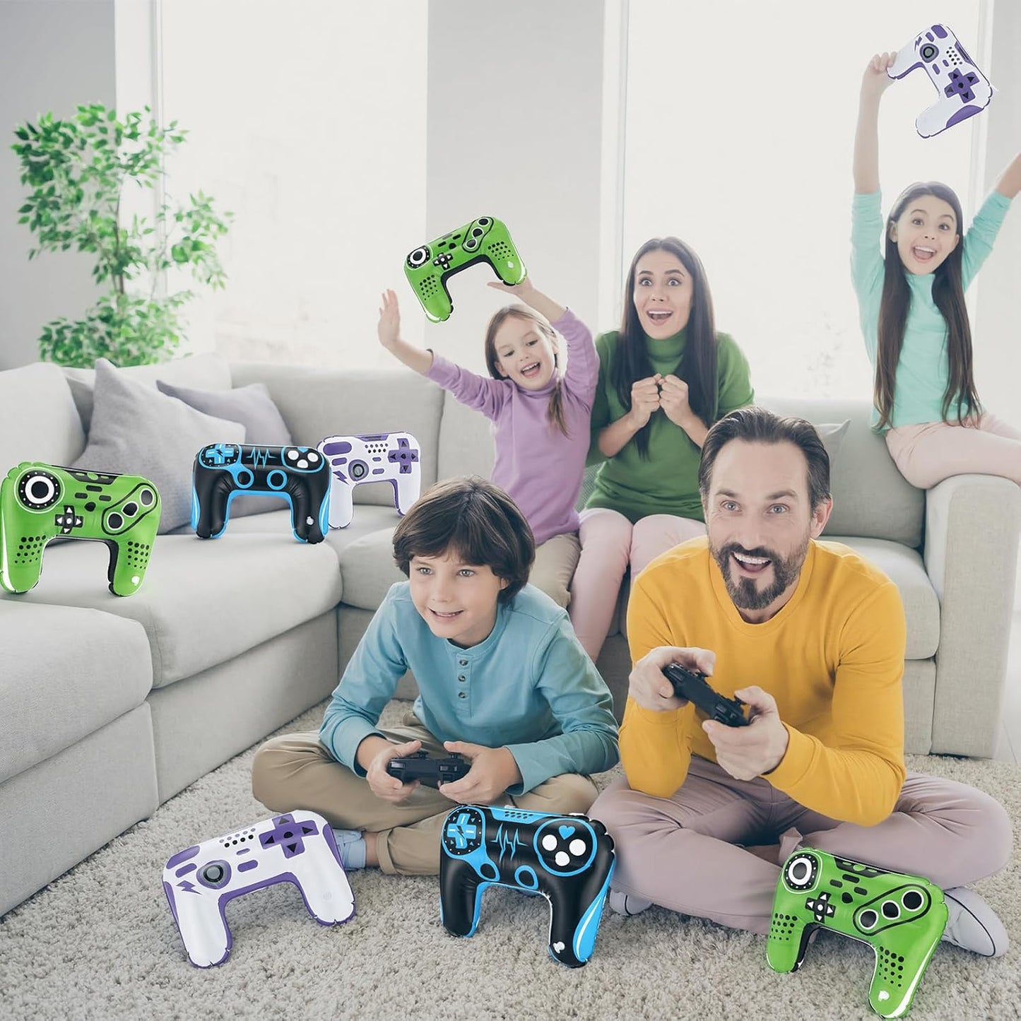 24 Pcs Inflatable Gamer Controllers Video Game Balloons Decorations Vinyl Game Controller Balloons for Gaming Birthday Decorations, 14.8 x 10.8 Inches