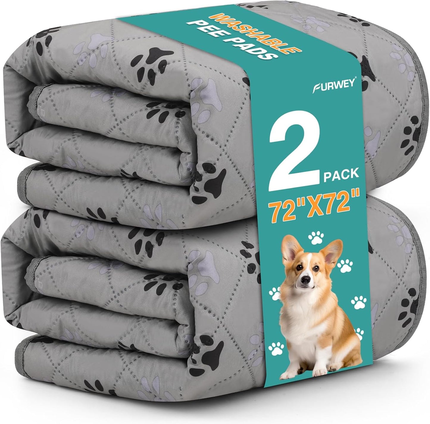 2 Pack Extra Large 72"X72" Washable Pee Pads for Dogs Super Absorbent Dog Training Pads Non-Slip Waterproof Pet Training Pads Mats Whelping Pads for Dogs Cats Puppy