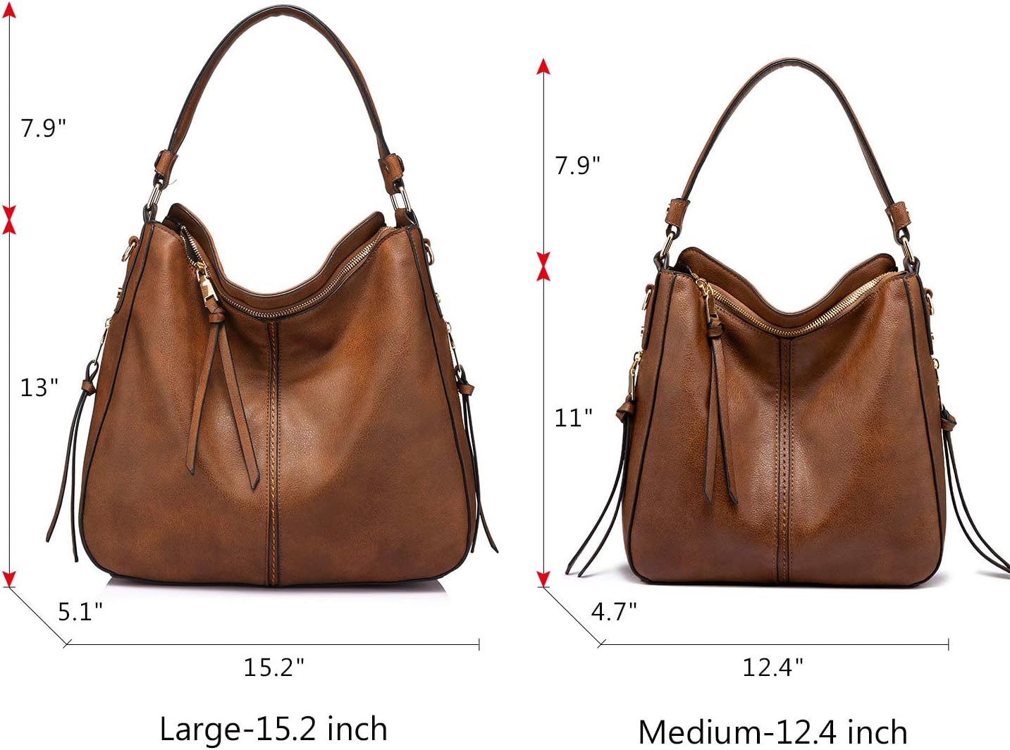 Realer Hobo Crossbody Bags for Women Designer Faux Leather Hobo Handbags Retro Large Size Shoulder Bag Bucket Purse