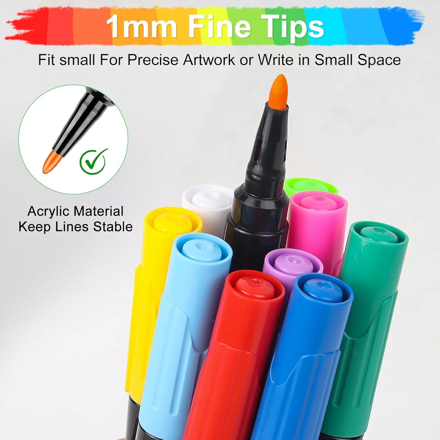 Liquid Chalk Markers for Acrylic Calendar Planning Board - Fine Tip Wet Erase Markers for Dry Erase Board, Whiteboard, Glass, Mirror - 1mm Fine Point, Easy to Erase, Quick Drying (10 Color)