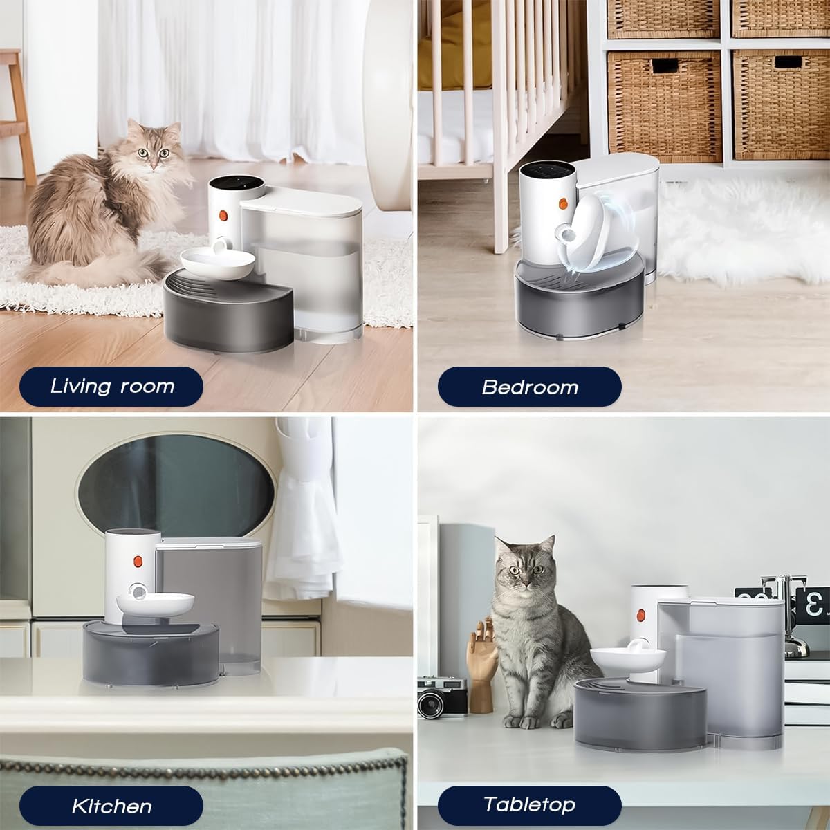 Smart Wireless Pet Water Fountain,2026 Upgraded Pet Water Fountain No Filter,3.5L/118oz Ultra-Quiet Design,Rechargeable Automatic Water Dispenser for Cats and Small Dogs