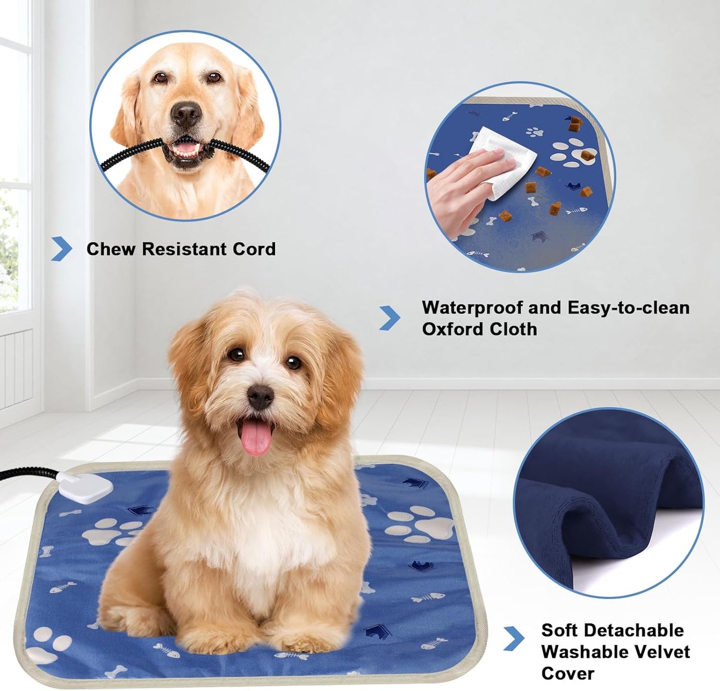 Cat Heating Pad Indoor, Pet Heating Pad for Cats and Dogs, Waterproof Heated Cat Bed with Timer, 9 Level Temperature Heated Pet Bed for Cats Puppy with Chew Resistant Cord (18×18 inch)