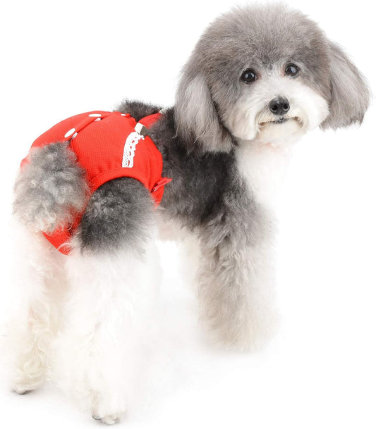 ZUNEA Female Dog Diapers Washable Dog Nappies Cute Puppy Sanitary Diaper with Adjustable Brace Reusable Pet Physiological Pants Soft Suspender Nursing Nappies for Small Girl Dogs