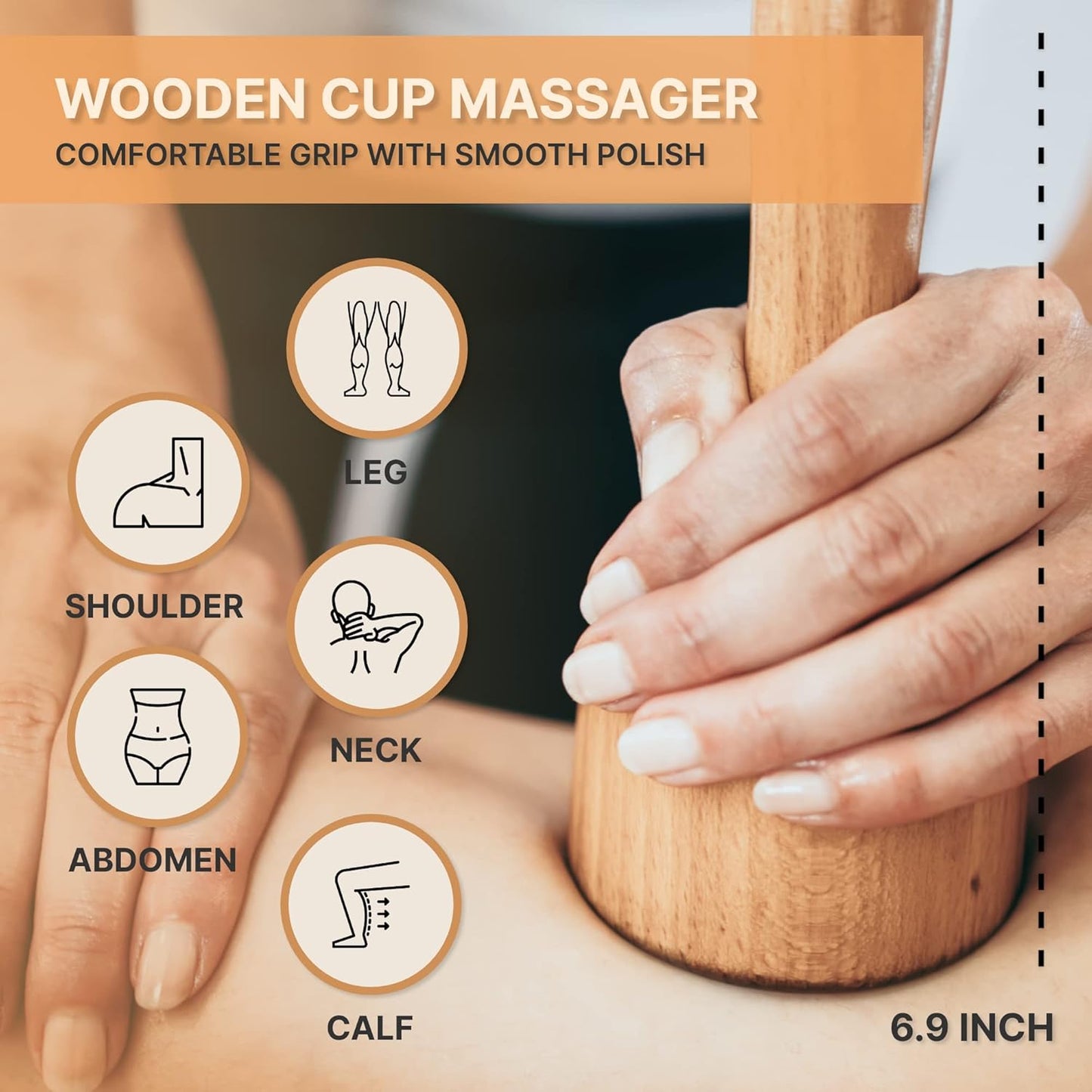 Wood Therapy Massage Tools 6-in-1, Lymphatic Drainage Massager Maderoterapia Kit - Anti Cellulite Body Sculpting & Contouring Wood Therapy Kit for Muscle Pain Relief & Deep Tissue Relaxation