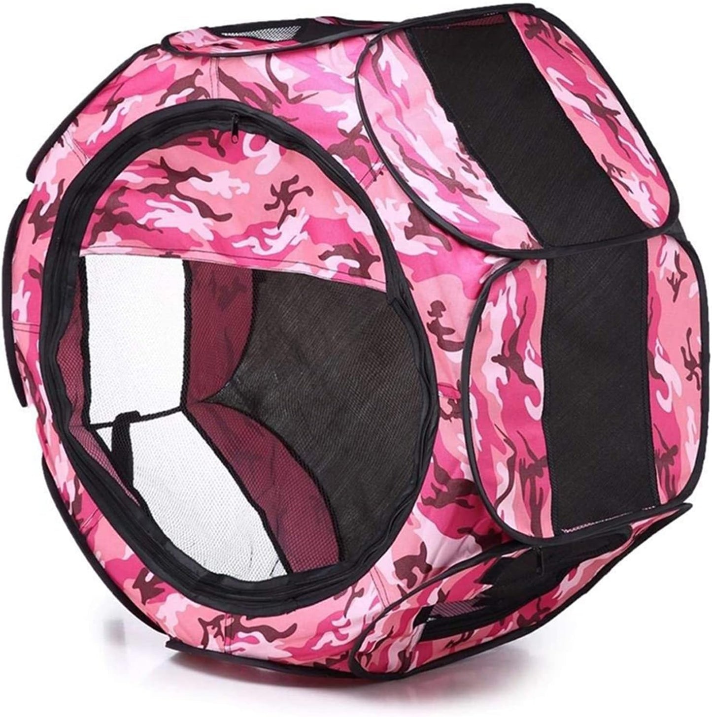 Foldable Dog Cat Playpens, Portable Dog Pen Indoor Outdoor, Cat Playpen Exercise Pen Pet Tent House Playground Dog Pen Indoor with Removable Shade Cover for Dogs & Cats,Pink,M