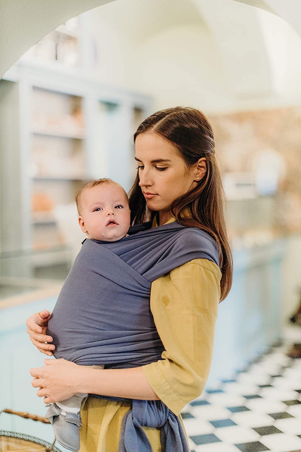 Boba Baby Wrap Carrier – Original Baby Sling for Newborns (7–35 lbs) – Soft, Secure, Hands-Free, Ergonomic Baby Carrier Wrap – Ideal for Comfortable Bonding, New Parents & Baby Registry - Vintage Blue
