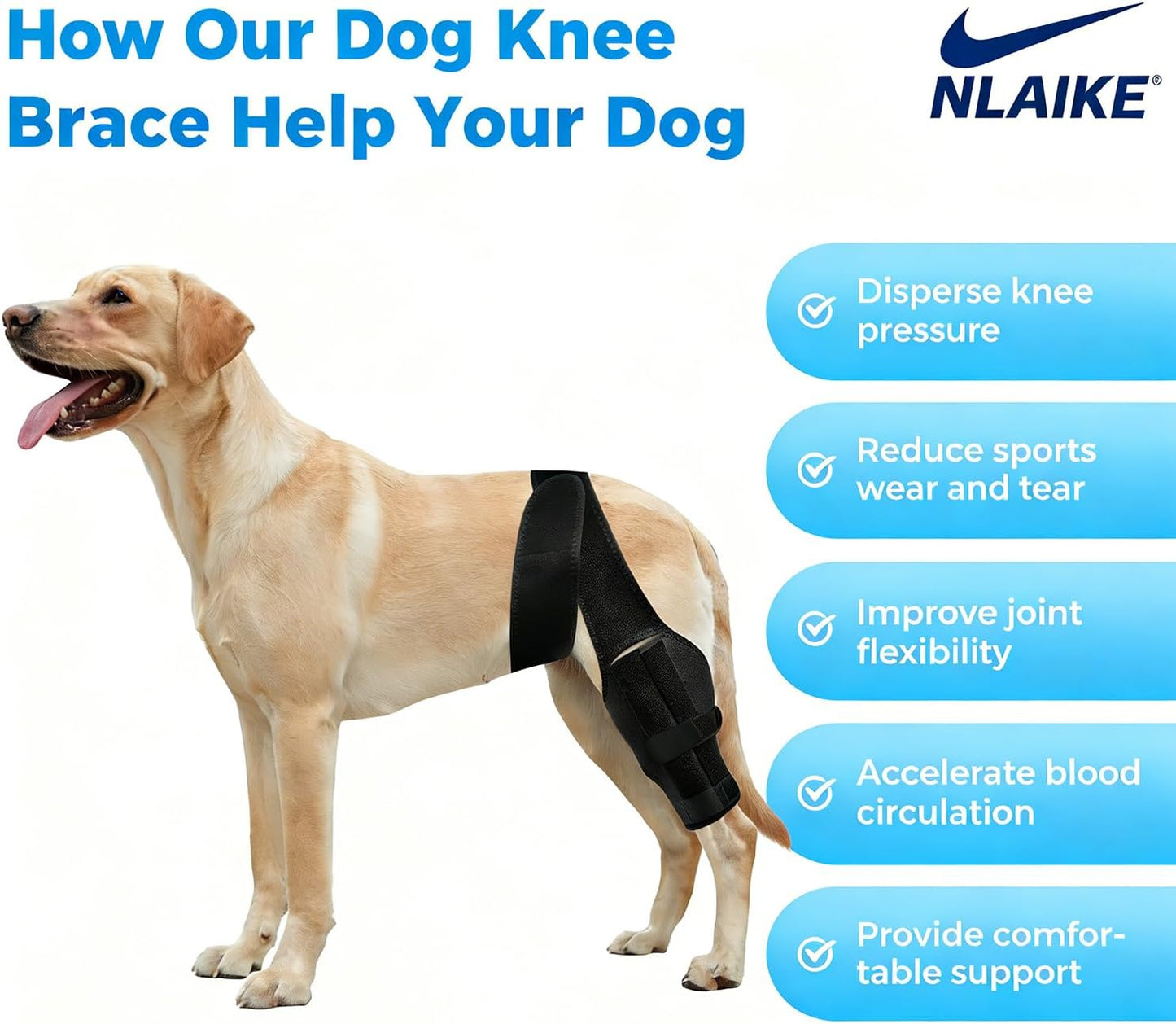 Dog Knee Brace for Torn ACL,Dog ACL Braces with Side Stabilizers,Adjustable Dogs Leg Brace Suitable for 4 Limbs,Dogs Hip Brace for Arthritis Relief, Joint Stability,Reduces Pain and Inflammation