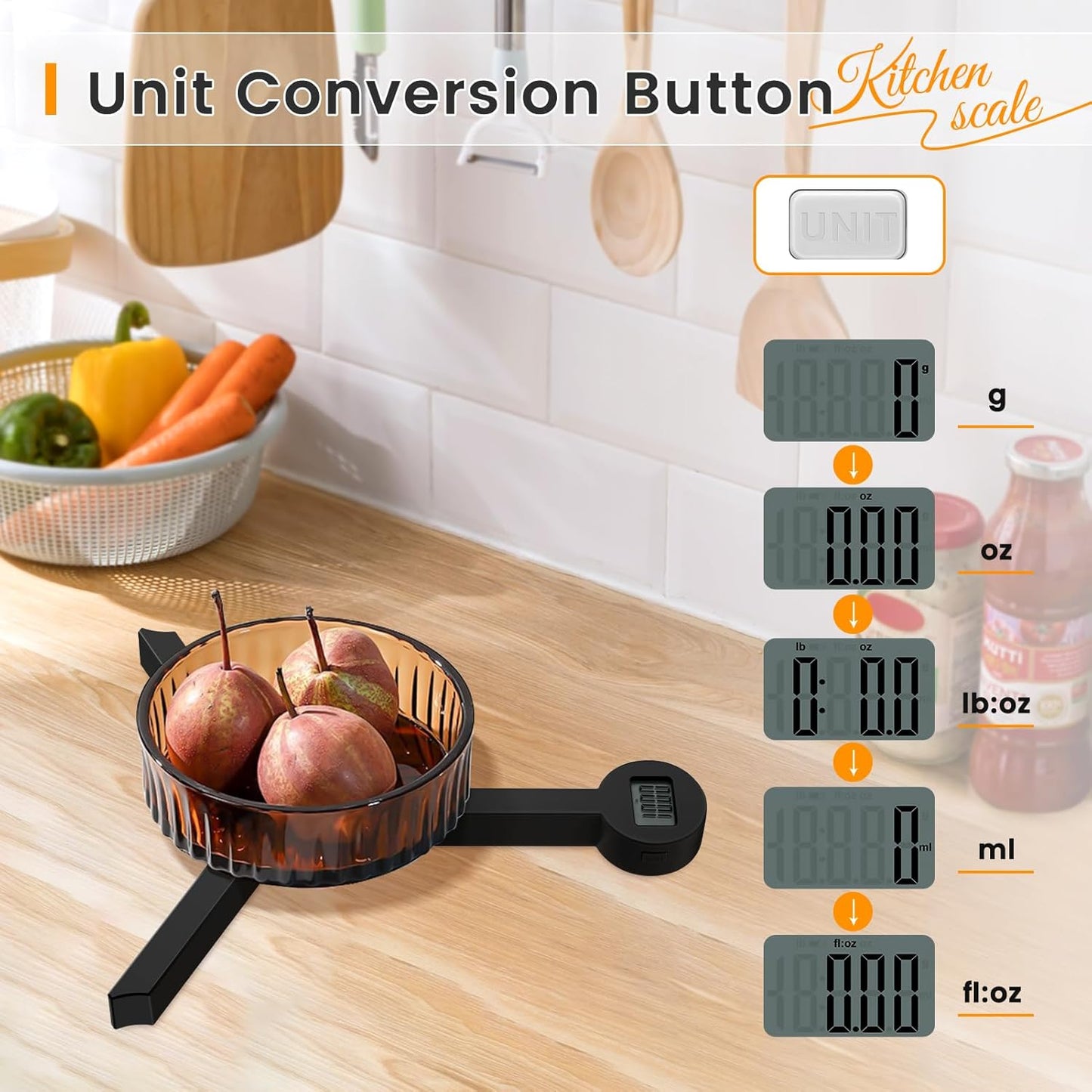 Folding Digital Kitchen Scale, Highly Accurate Compact Portable Food Scale with LCD Display, Auto Power Off and Tare Features, for Measuring Intake of Healthy Eating People (Black)