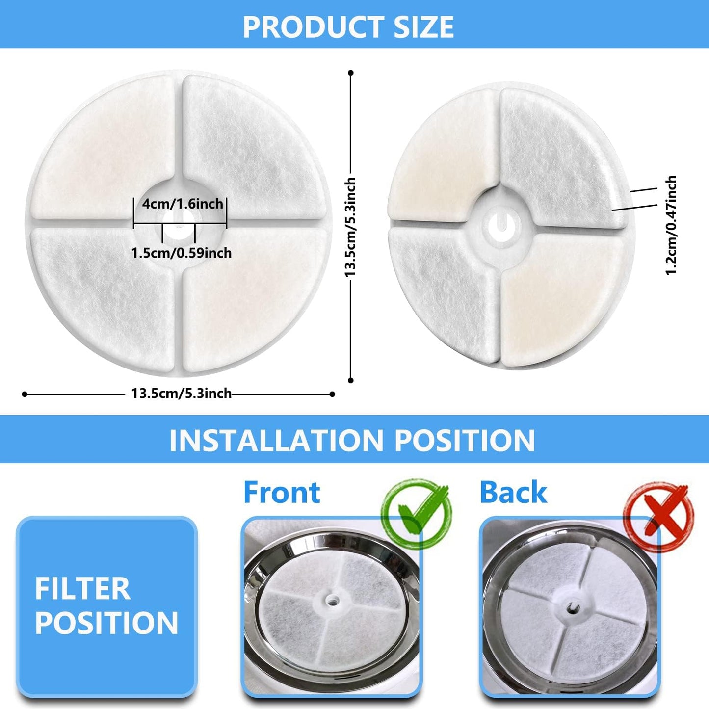 8 Pack Cat Water Fountain Filter Unit3.0 Filters Replacement Compatible with E VERSweet 2s/3/3Pro Solo SE PET Fountains NEUCOMBBT