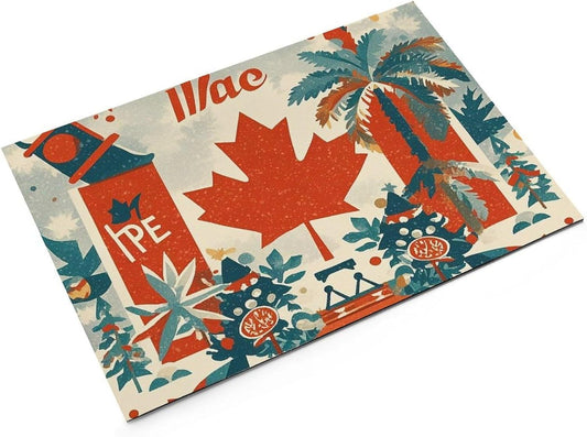 Dog Food Mat Pet Leather Tablecloth Retro Canada Flag Pet Feeding Mat Anti-Slip Dog Bowl Mats Absorbent Pet Placemats for Dogs Protect Floor Dogs Pad for Food and Water
