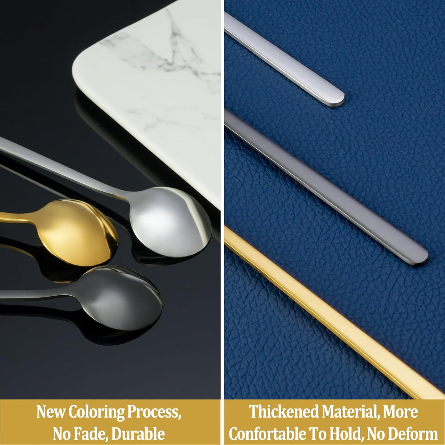 12 Pcs Coffee Spoons Set, 6.7" Gold Tea Spoons Long Handle, Gold Small Teaspoons, Stainless Steel Espresso Spoon, Long Spoon for Stirring, Coffee Bar Accessories