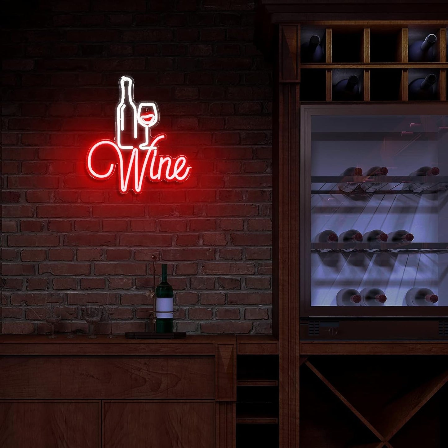 Woanger Red LED Wine Neon Signs for Wall Decor Bar Neon Signs Decor LED with USB Cable Wine Lovers Gifts Party Decoration for Pub Club Drink Shop Kitchen Home Restaurant Wall Art
