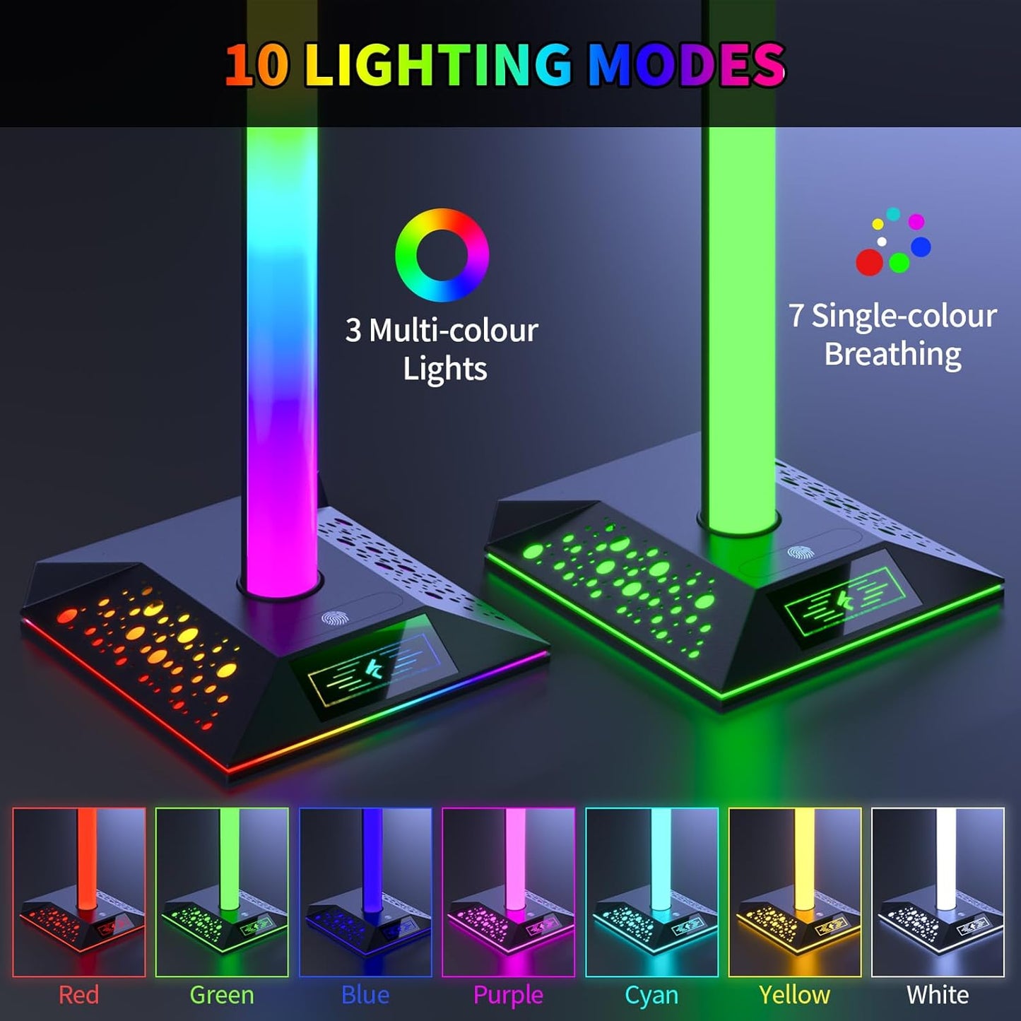 Gaming Headphone Stand PC Accessories - RGB Headset Stand with 2 USB Charger, Cool LED Headphone Holder PC Gaming Accessories for Boys Men Gamers, Computer Game Hardware for Desk