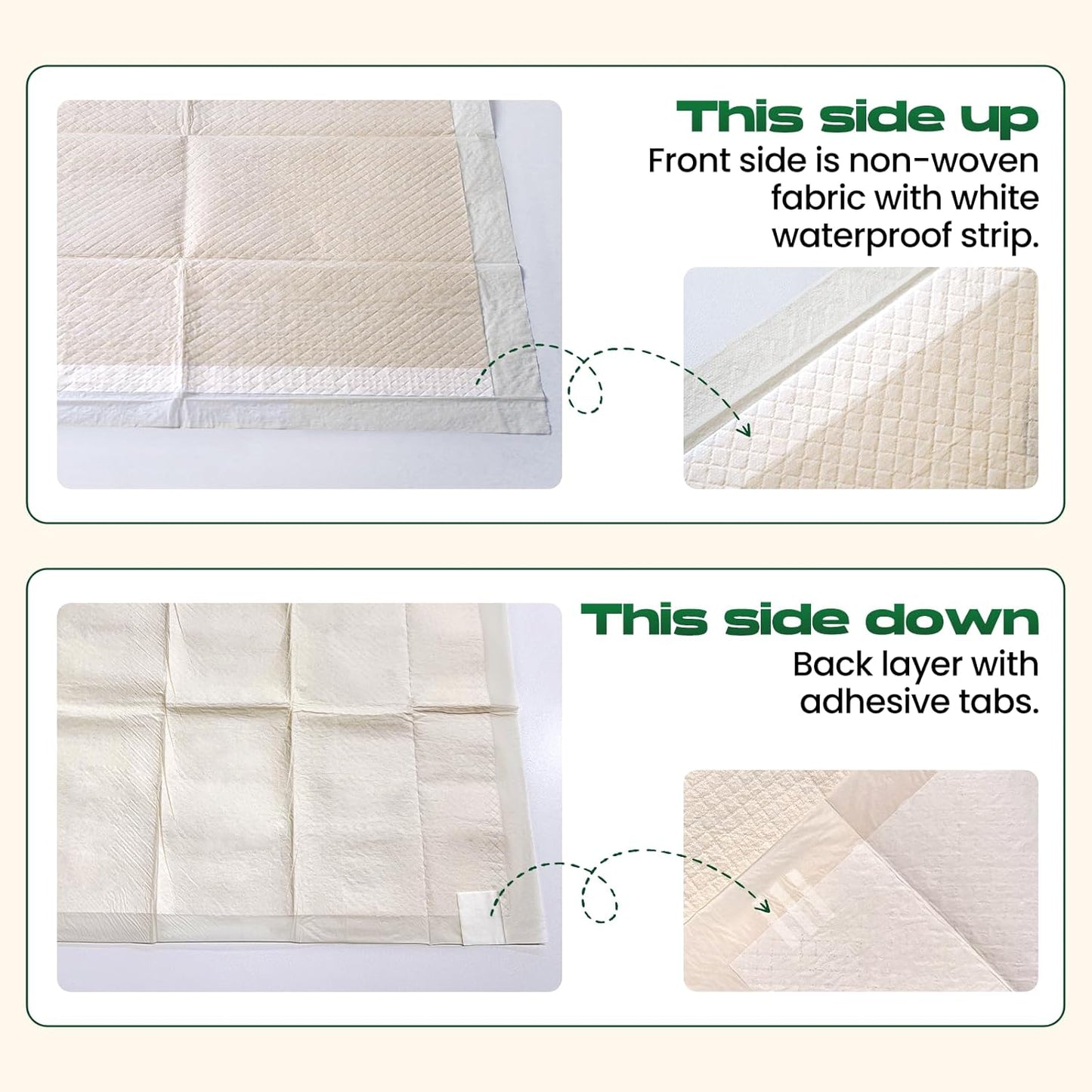 Puppy Pads 50 Count 30"x36" Pee Pads for Dogs Deodorizing Leakproof Quick Drying Dog Pee Pads Super Absorbent Disposable Bamboo Training Pads with Adhesive Tabs