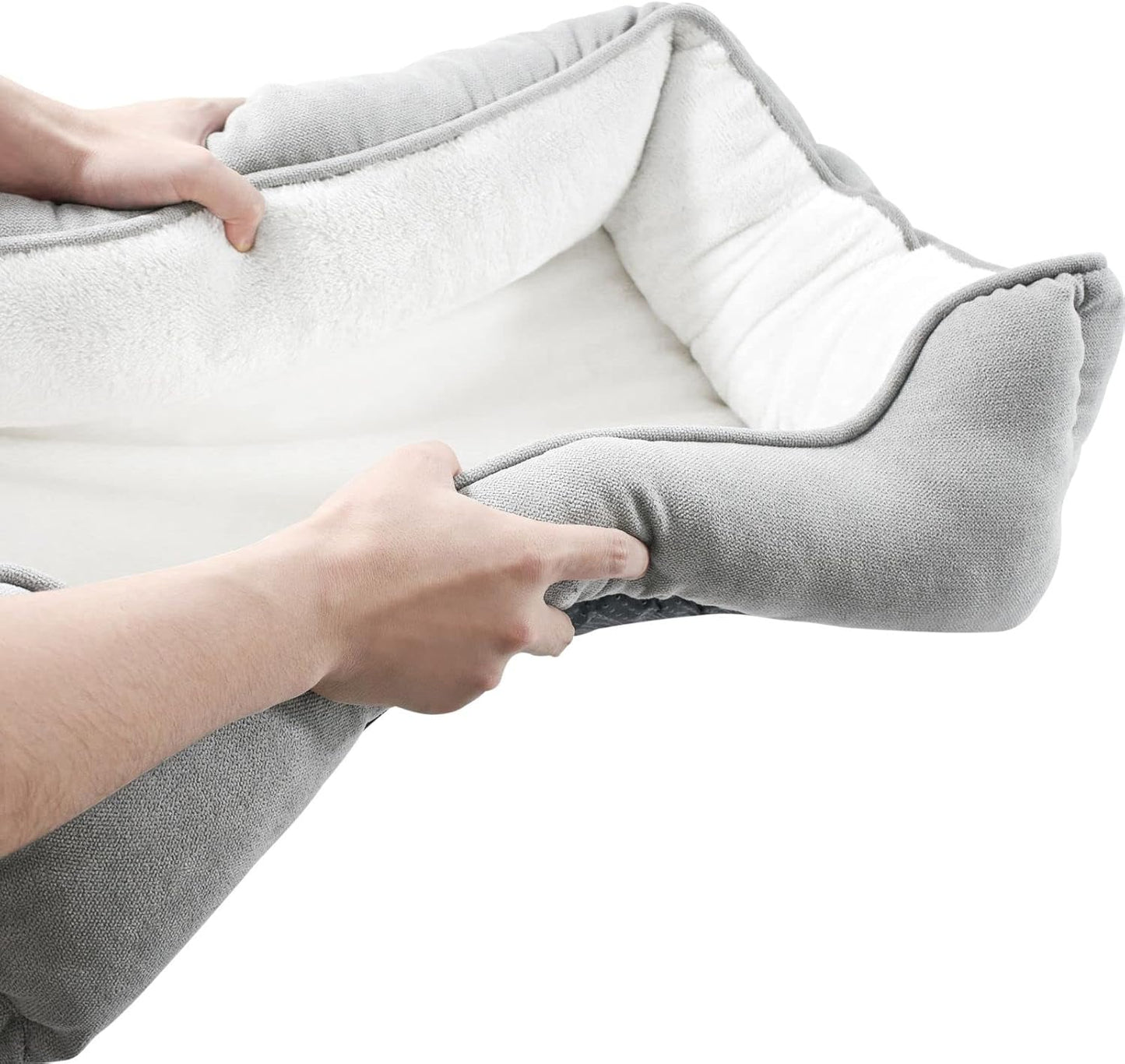 long rich rectangle bolster Pet Bed, Dog bed medium size, Gray With, 25x21x8 Inch (Pack of 1) (HCT-REC-005)