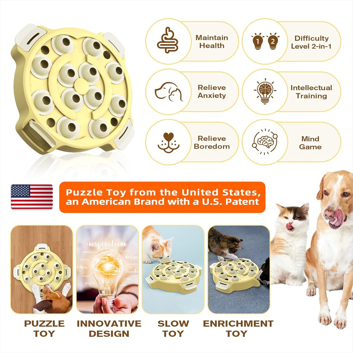 KADTC 2 Levels of Step-by-Step Challenge,Large Size,Beginner to Advanced Cat Puzzle Toy,U.S. Brand & Design Kitten Mental Stimulation Toy for Cats Indoor Treat Puzzles Feeder Food Slow Dispenser