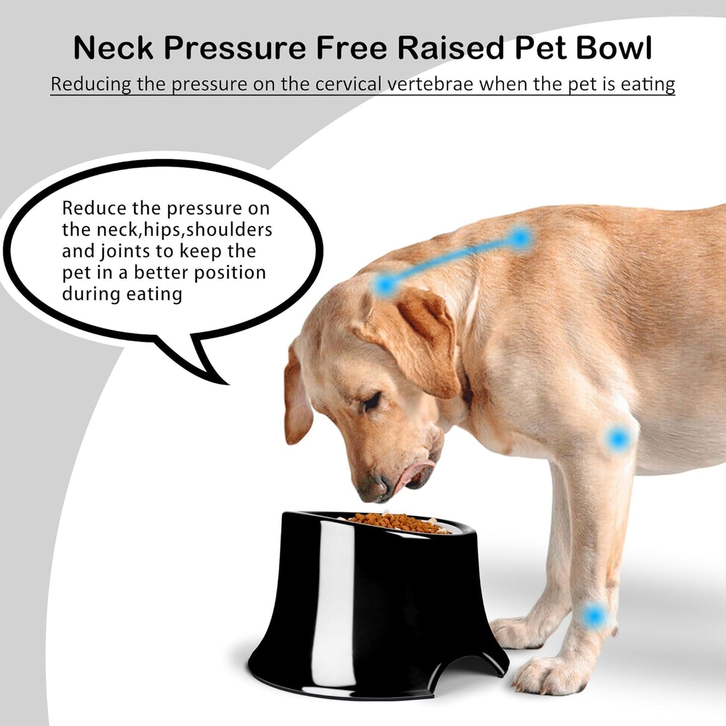 Tilted Elevated Dog Bowls Non-Slip & Non-Spill Pet Feeder with Elevated Detachable Melamine Stand, High Capacity Tilted Dog Bowl for Medium Small Size Dogs M/2 Cup Black