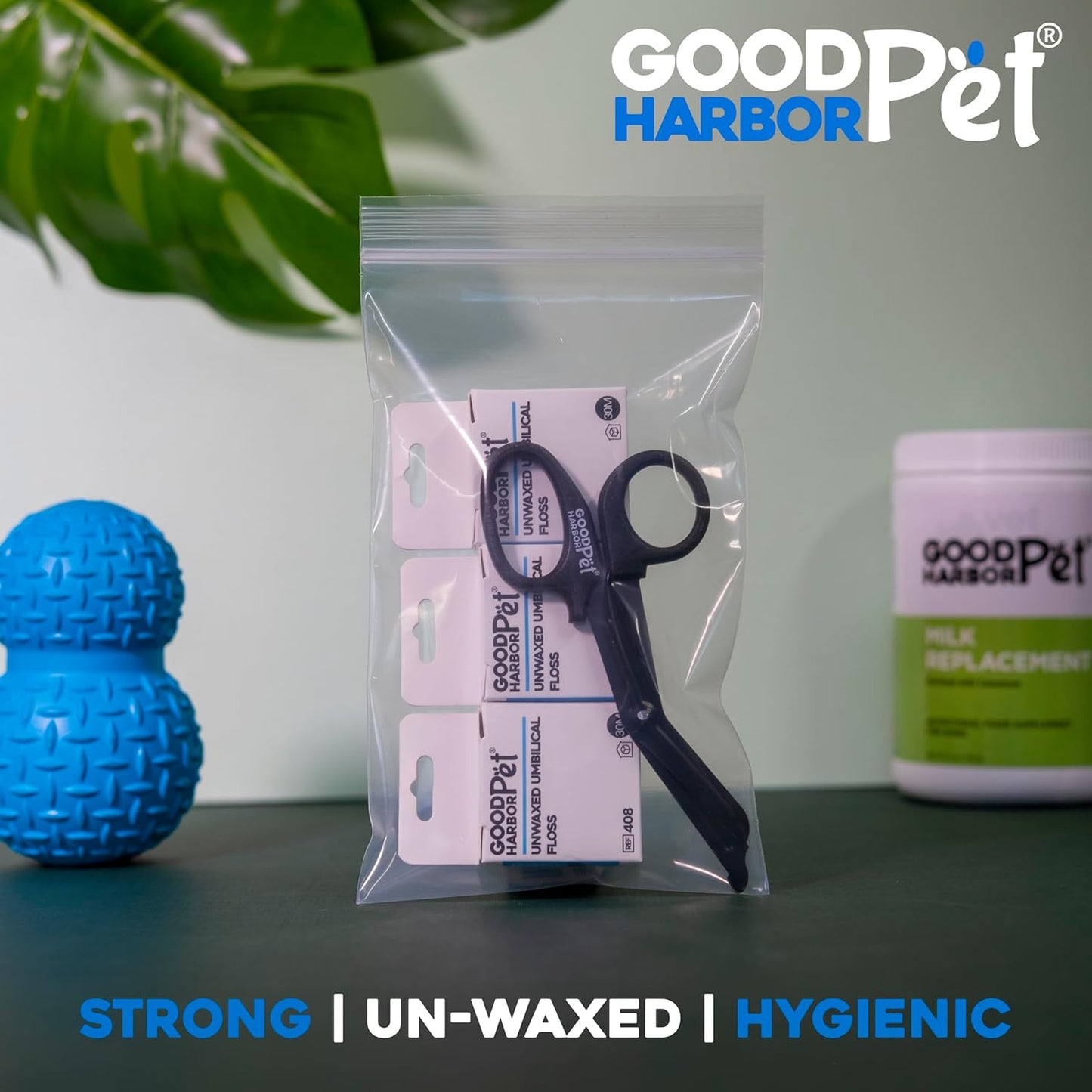 Good|Harbor Pet Un-Waxed Umbilical Whelping Floss & Animal Cord Cutting Kit | for Dog, Cat, and Animal Births | Pack of 4