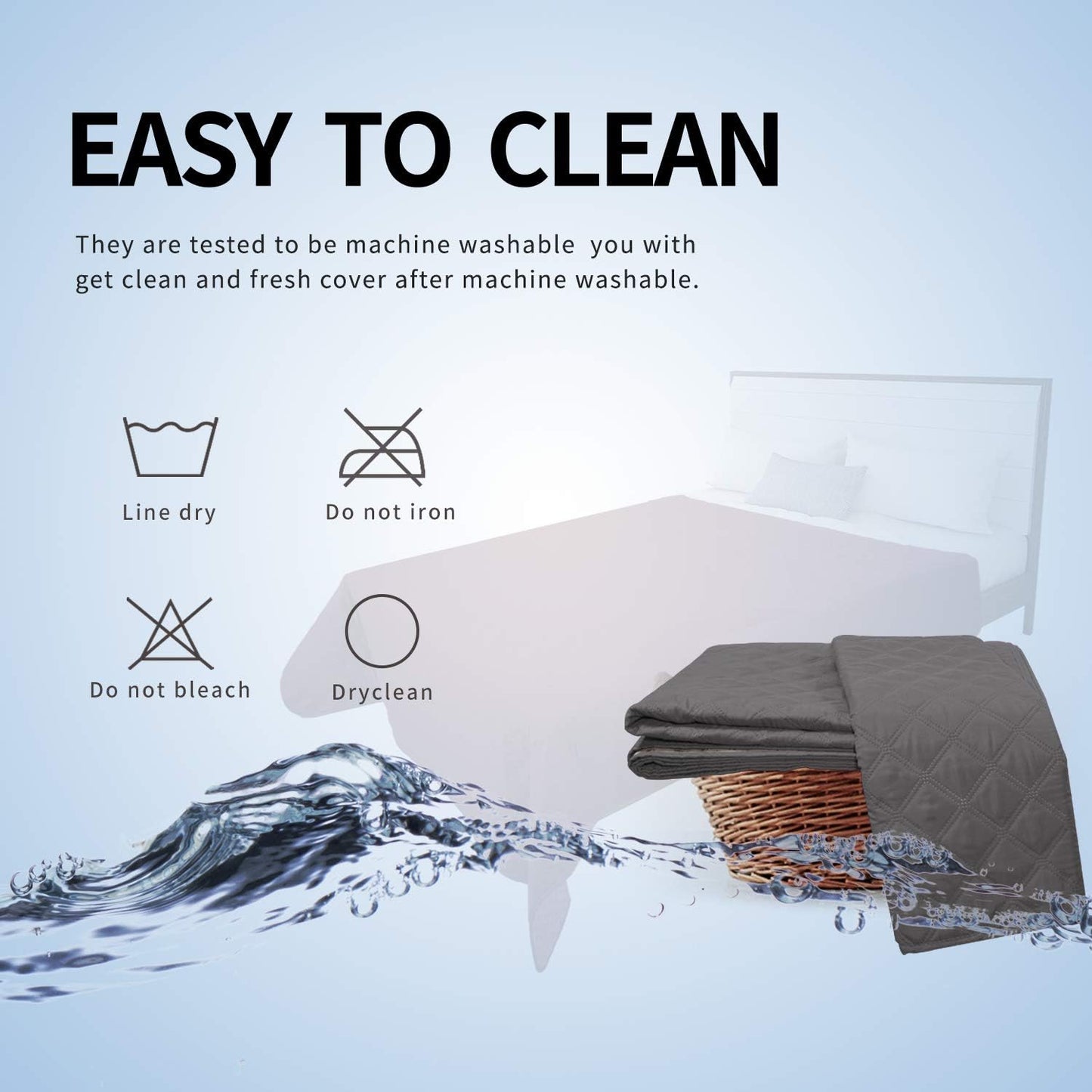 Easy-Going 100% Waterproof Dog Bed Cover Washable Couch Cover Non-Slip Sofa Cover Furniture Protector Cover Reusable Incontinence Bed Underpads for Pets Kids Children Dog Cat(52x82 in,Gray)