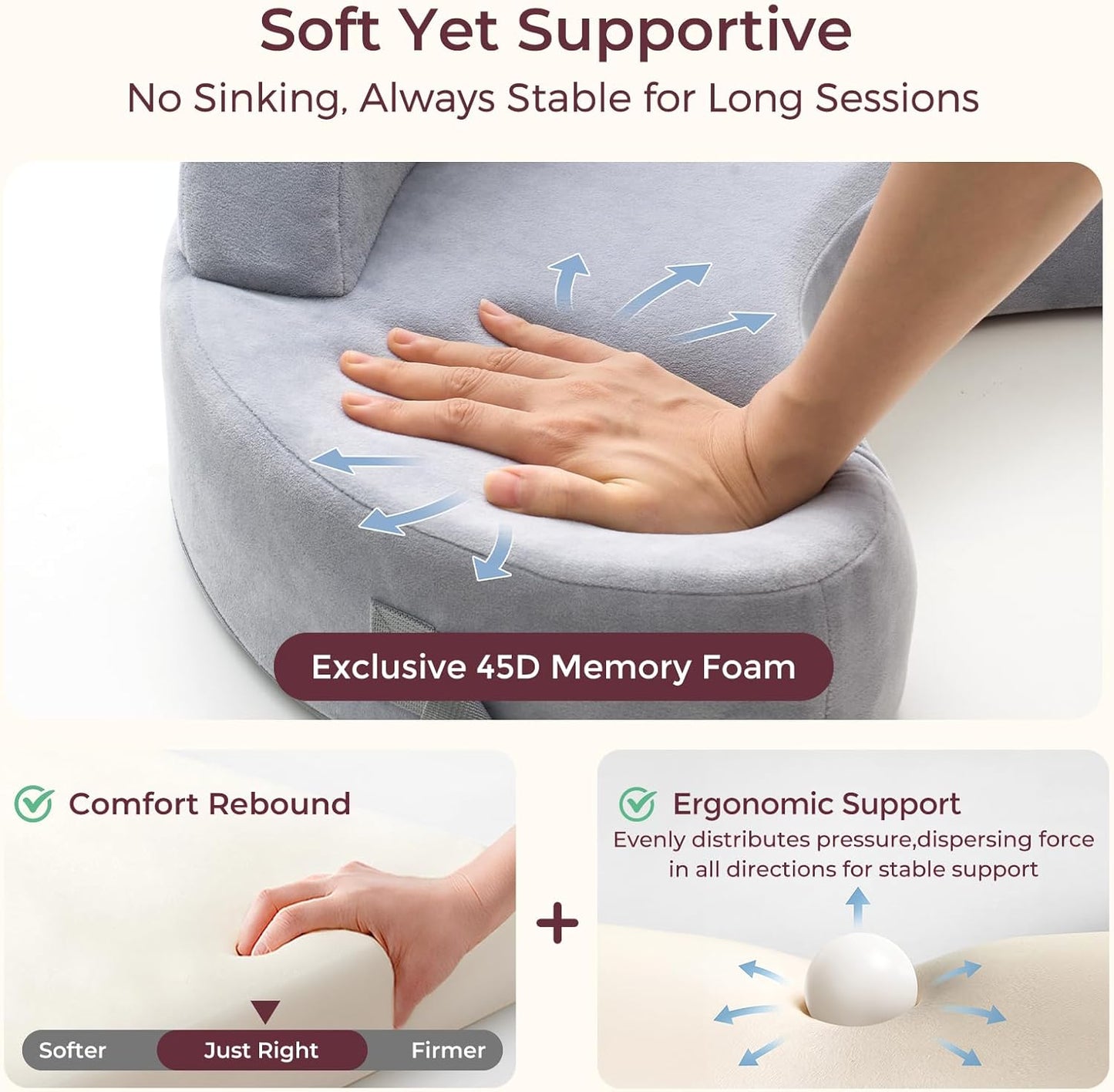 Momcozy Innovative Safety Guard Nursing Pillow - Firm & Springy Memory Foam - Stable, Ergonomic Support & Comfort - Wider Breastfeeding Cushion, Adjustable, Removable Cover, Baby Safety Certified