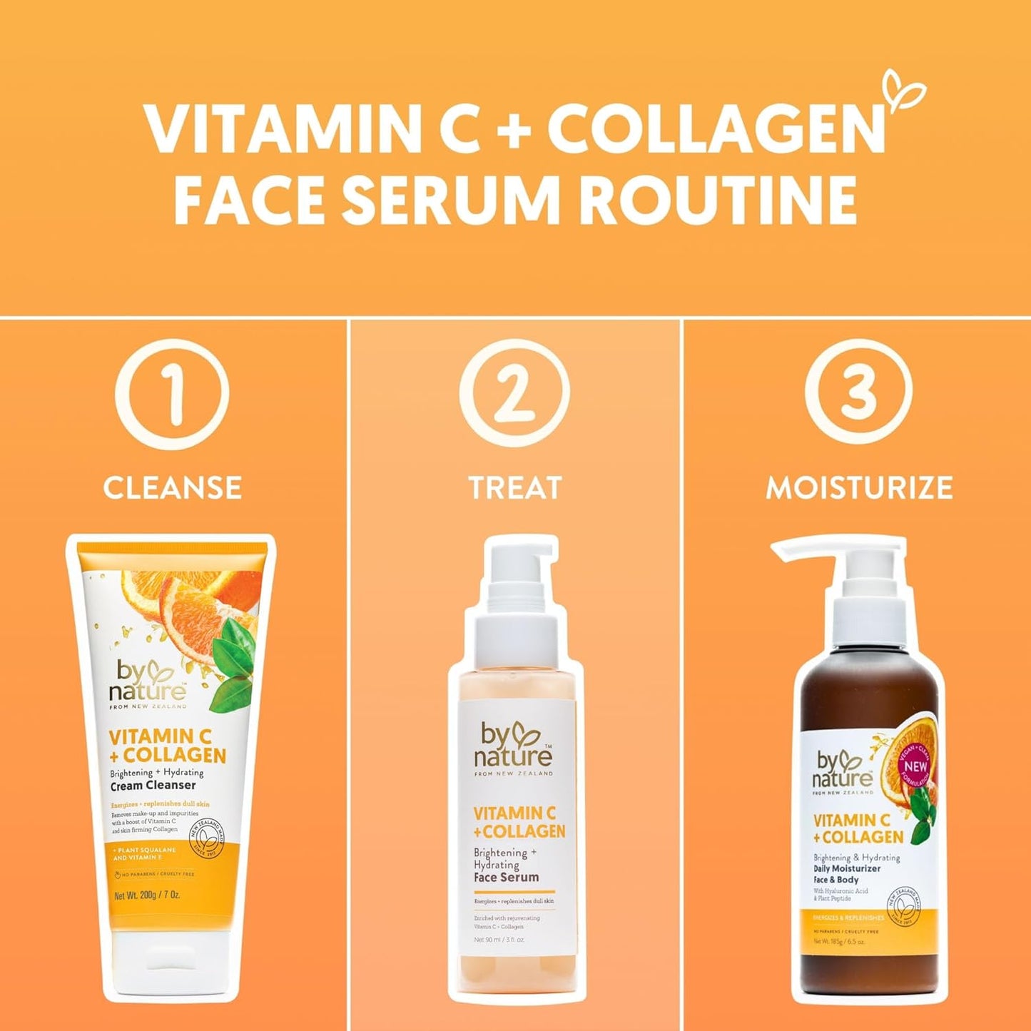 By Nature Vitamin C + Collagen Face Serum - Restore and Energize Tired Skin with Vitamin C, Plumping Collagen, Plus Texture Enhancing Turmeric - Premium Skin Care Serum for Face - 3fl. oz.