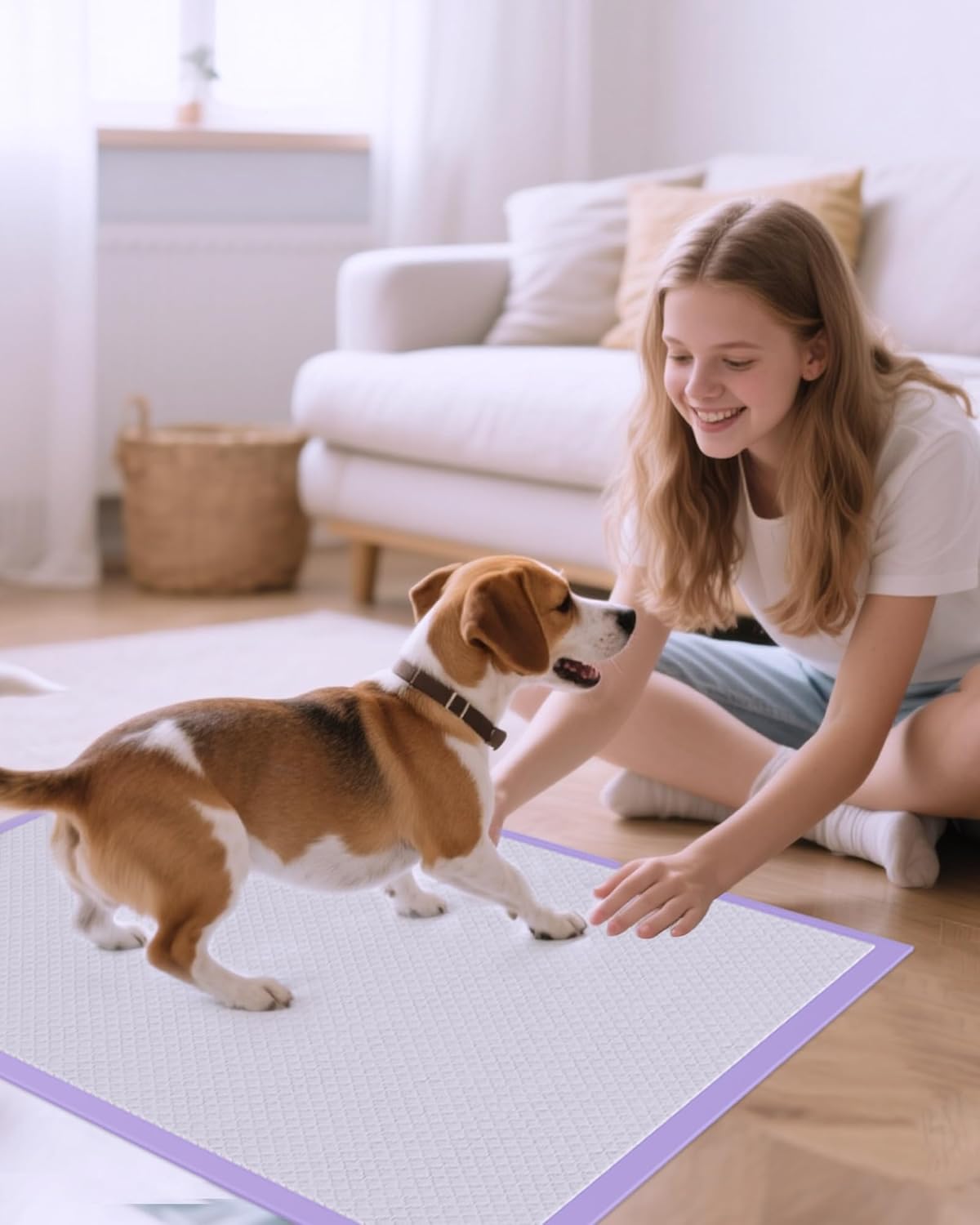 JollyMate 28"x34" Extra Large Dog Pee Pads 50 Counts, Leak-Proof Heavy Absorbent Pee Pads for Dogs, Quick Dry Disposable Puppy Pee Pads Slight Fresh Scented