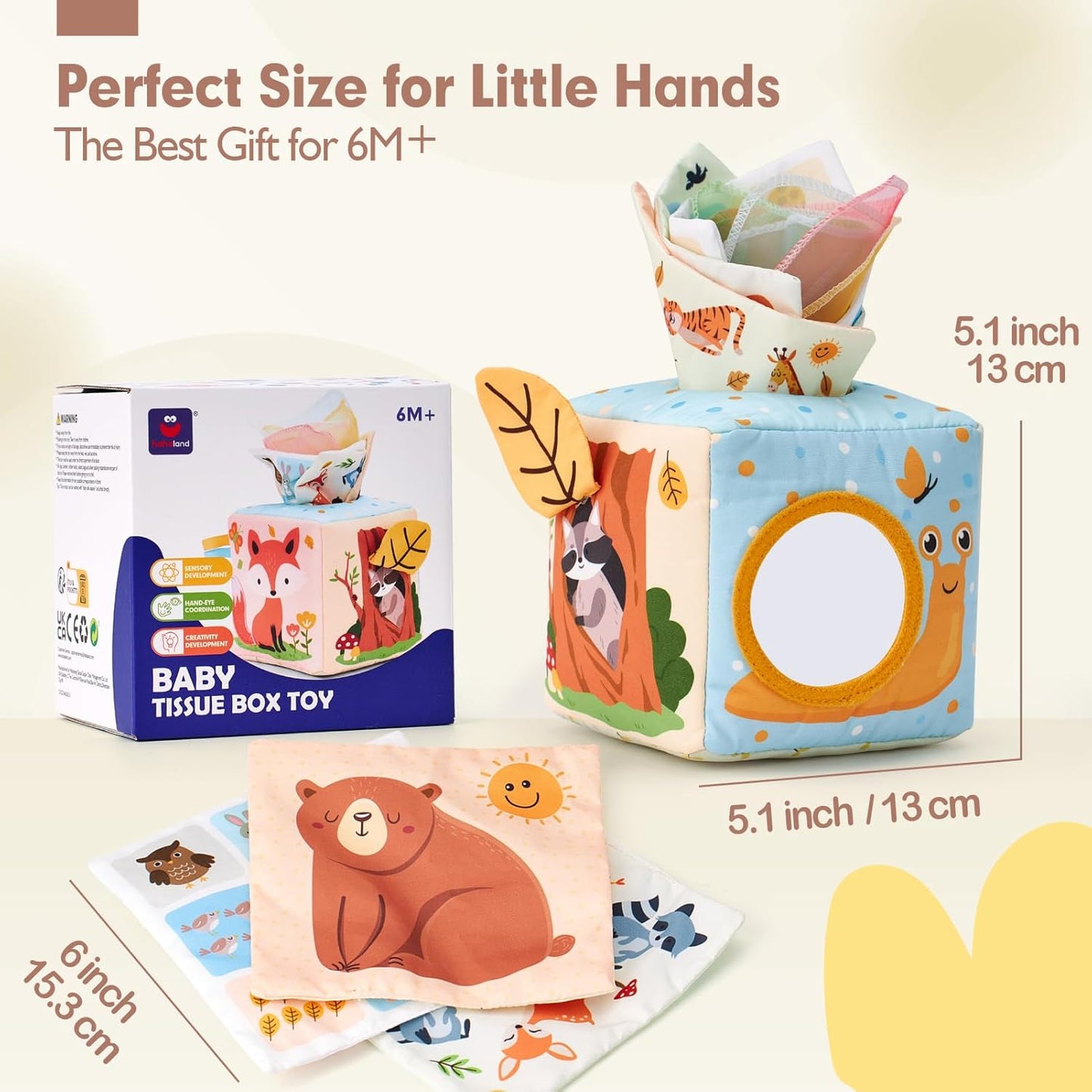 hahaland Baby Tissue Box Toy - Baby Toys 6-12 Months Montessori Toys for 6 Month Old Must Haves - Babies Boy Girl Gifts Baby Easter Basket Stuffers 6 9 12 18 Months Old Sensory Pulling Play Scarf Toy
