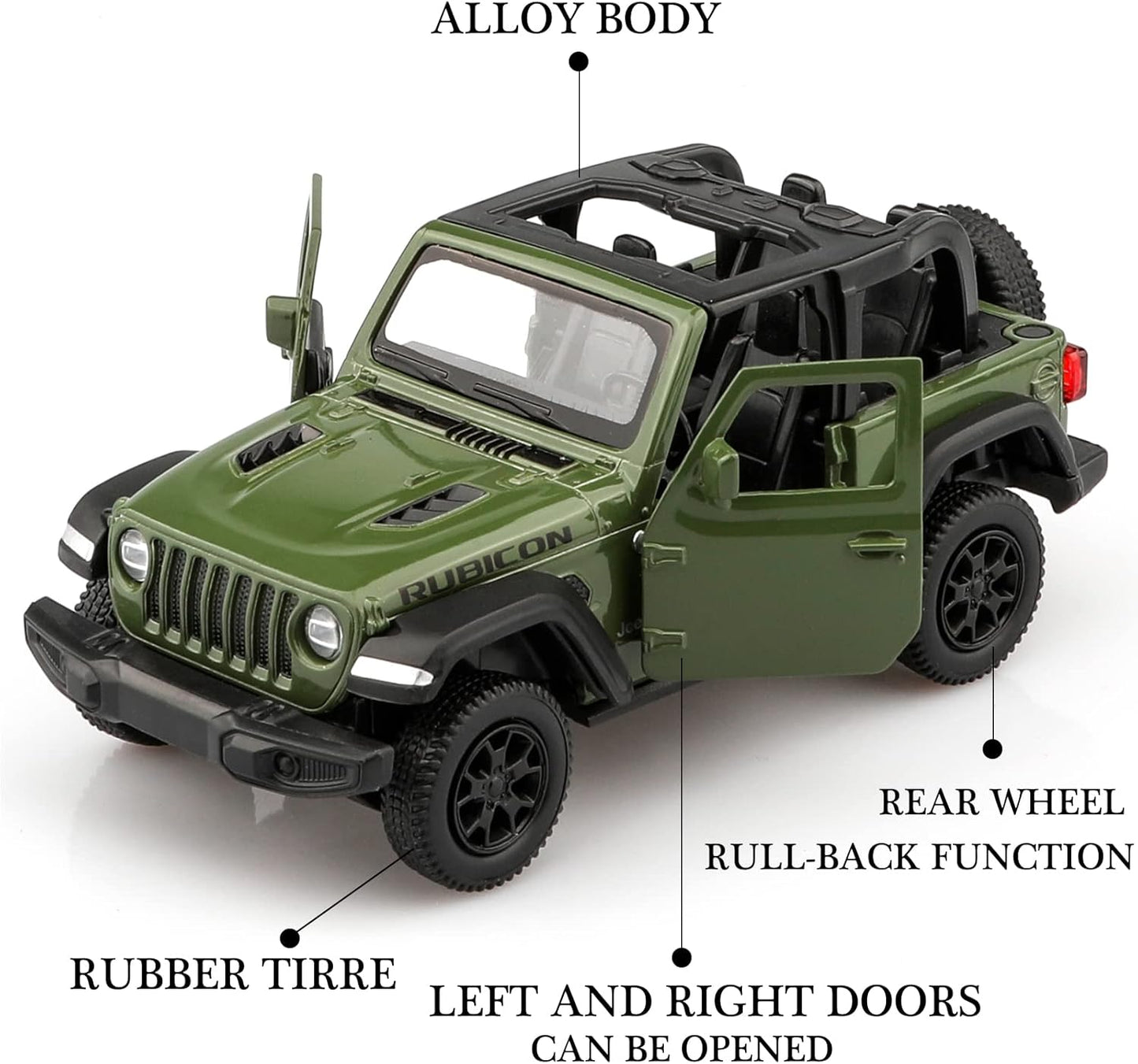 1/36 Scale Jeep Wrangler Rubicon Diecast Car Models,Pull Back Vehicles Toy Cars,Cars Gifts for Boys Girls