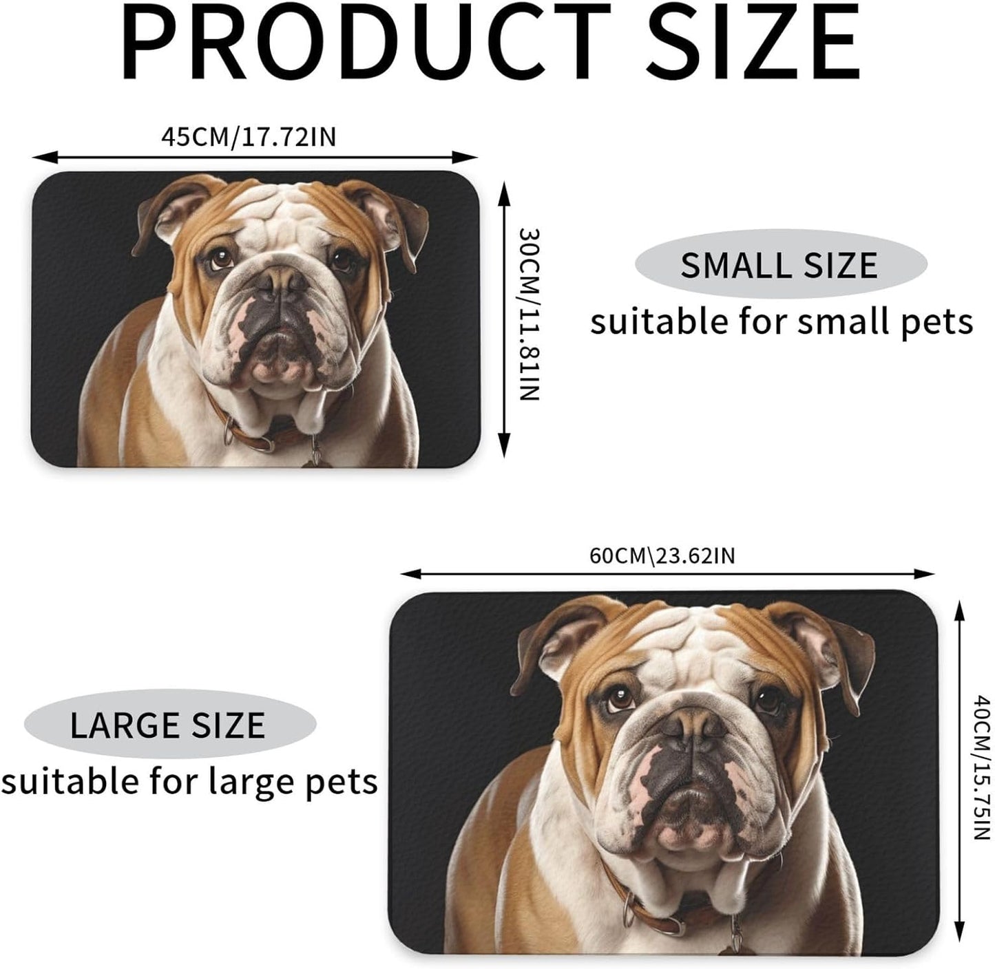 Pet Feeding Mat Leather Dog Food Mat Waterproof Pet Tablecloth English-Bulldog Pet Placemat for Dogs Absorbent Dog Bowl Mat Anti-Slip Dogs Mats for Food and Water
