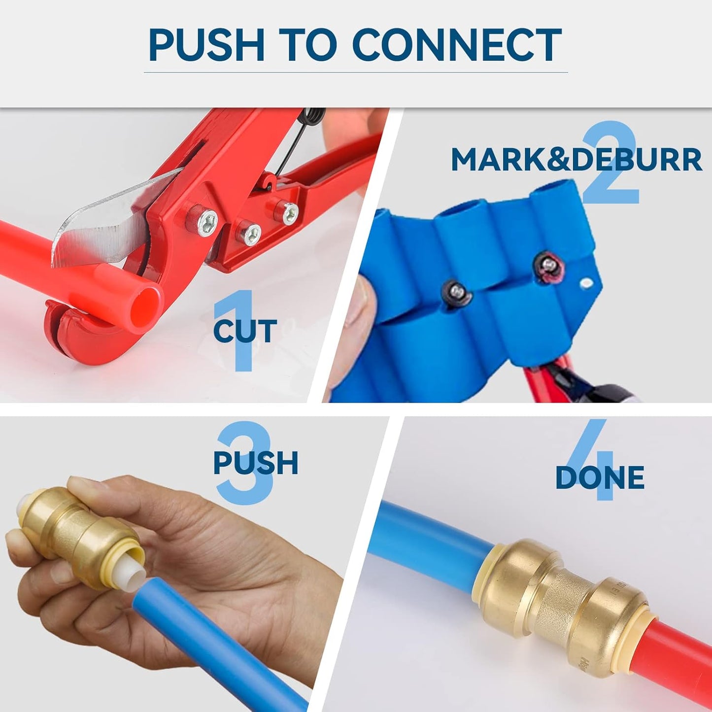 10 Pack 1/2 Inch Pushfit Straight Coupling, PEX Brass Push-fit Coupling with Disconnect Clip, Push-to-Connect Plumbing Fittings for PEX, Copper, CPVC(PF003)