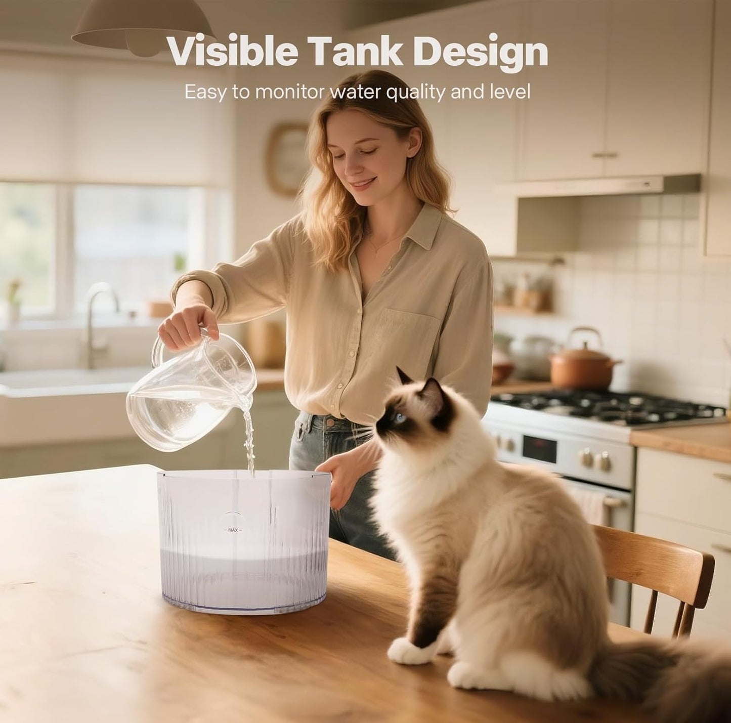 Sharper Image Wireless Water Fountain for Cats, 68oz/2L Ultra Quiet Pump Cordless Cat Water Fountain, Rechargeable Cat Drinking Fountain with Motion Sensor, 2 Replacement Sponge Filters & Mat