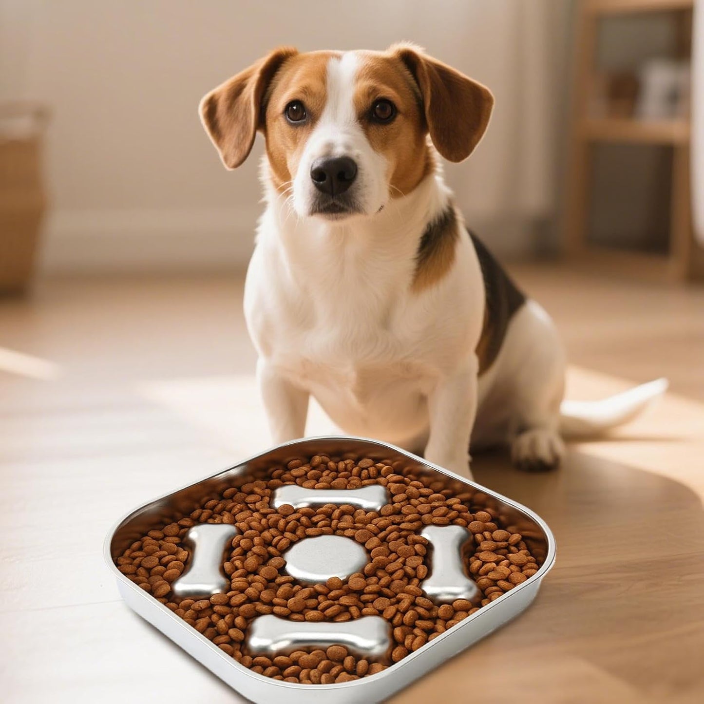 Puppy Slow Feeder Bowl - Stainless Steel Pet Puzzle Dish - Slow Feeder Dog Dishes Large Breed - for Small Medium Large All Breeds Wet Dry Food Indoor Home Outdoor