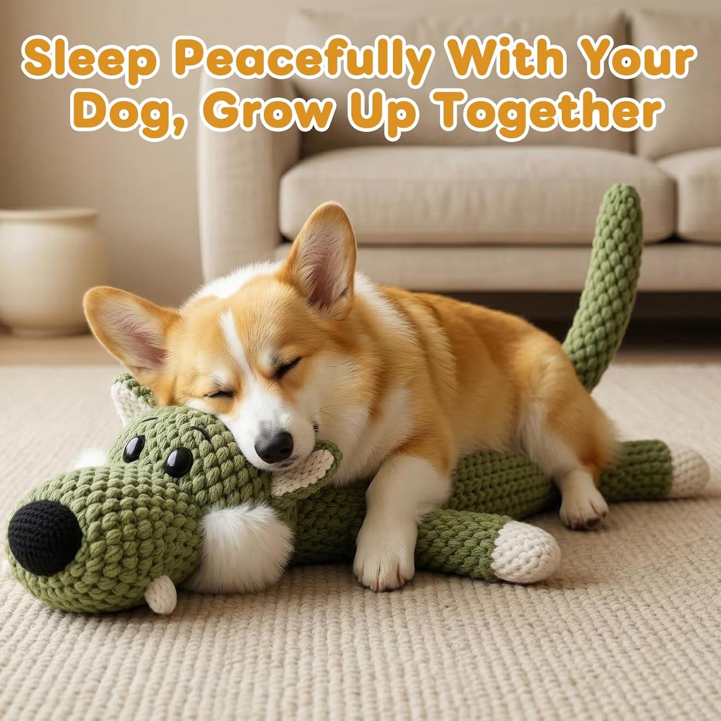 Dog Toys Indestructible Dog,Soft Chew Toy,Durable Squeaky Dog Toys for Heavy Chewers,Toy Puppy Pet Mutt Toy Plush Dog Chew Toy, Interactive Dog Toys (Brown)