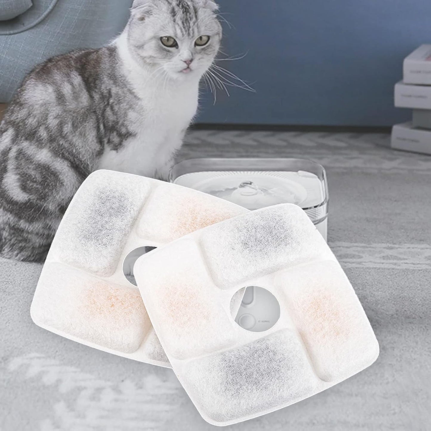 2Pieces Professional Square Filters For Automatic Pet Feeder For Cat Dog Water Fountain Replacement Fil Water Drinking Fountain Dogs Cats