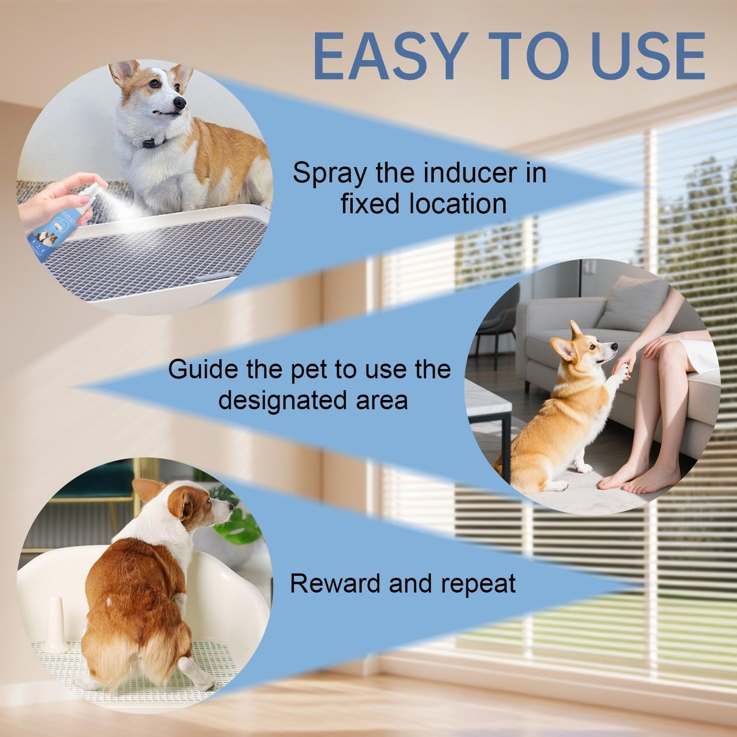 Potty Training Spray for Dogs Dog Potty Training Spray Go Here Dog Potty Training Spray Address Canine Inappropriate Elimination Habits for Indoor & Outdoor Environments (Blue)