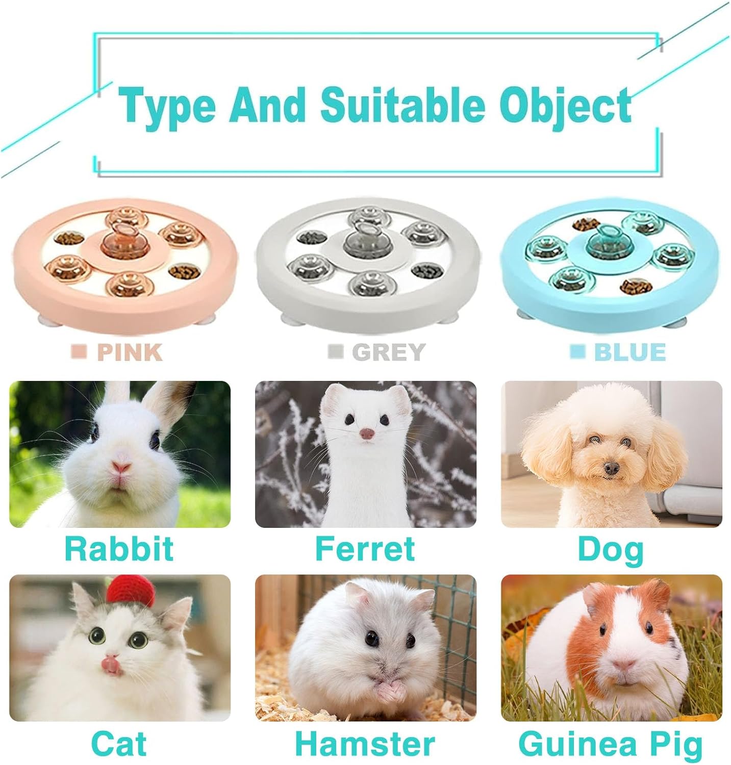 kathson Bunny Enrichment Toys Rabbit Foraging Toy Small Animal Treat Dispenser Hamster Puzzle Feeder Guinea Pig Interactive Toys Mental Stimulation for Ferret Chinchila Cat Dog