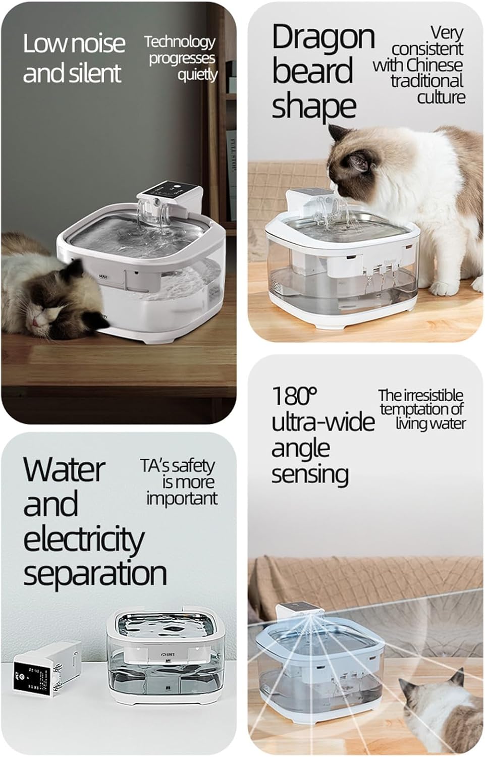 USB Rechargeable Water Dispenser Quiet Operate Automatic Filtration Circulation Drinking Fountain for Small Dog Cats Large Capacity Dog Water Dispenser