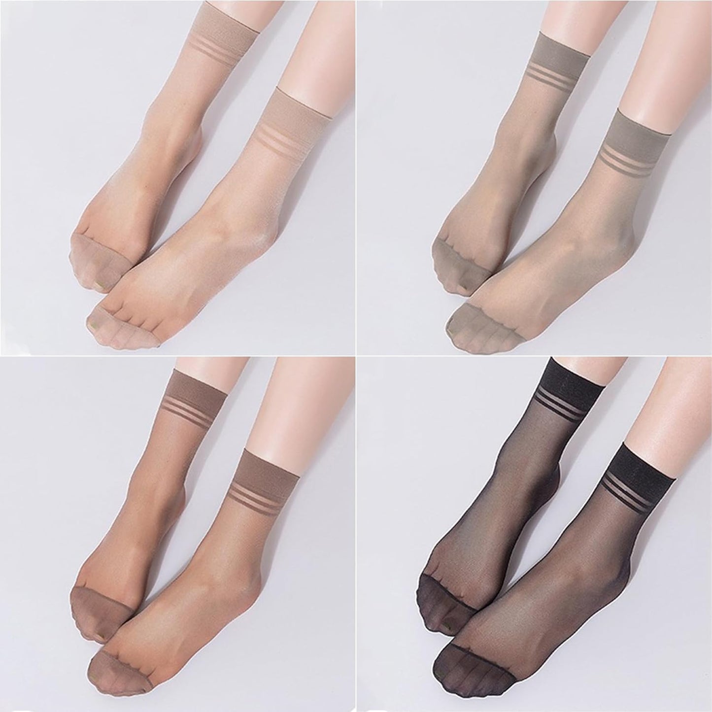 20 Pairs Women's Ankle Sheer Nylon Socks Summer Thin Soft Tight Hosiery Reinforced Toe Stylish Socks