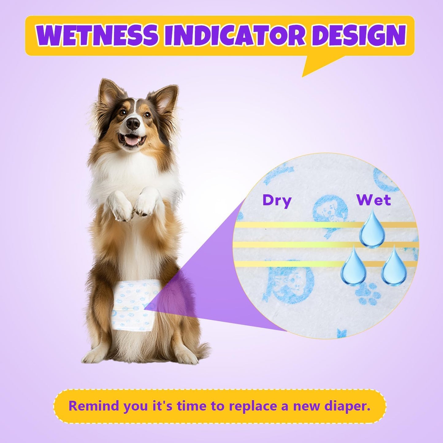 50 Count Disposable Male Dog Wraps, Male Dog Diapers, Super Absorbent Pee Wraps, Belly Bands for Dogs, Leak Proof, Wetness Indicator, Puppy and Doggie Diaper for Peeing, X-Small