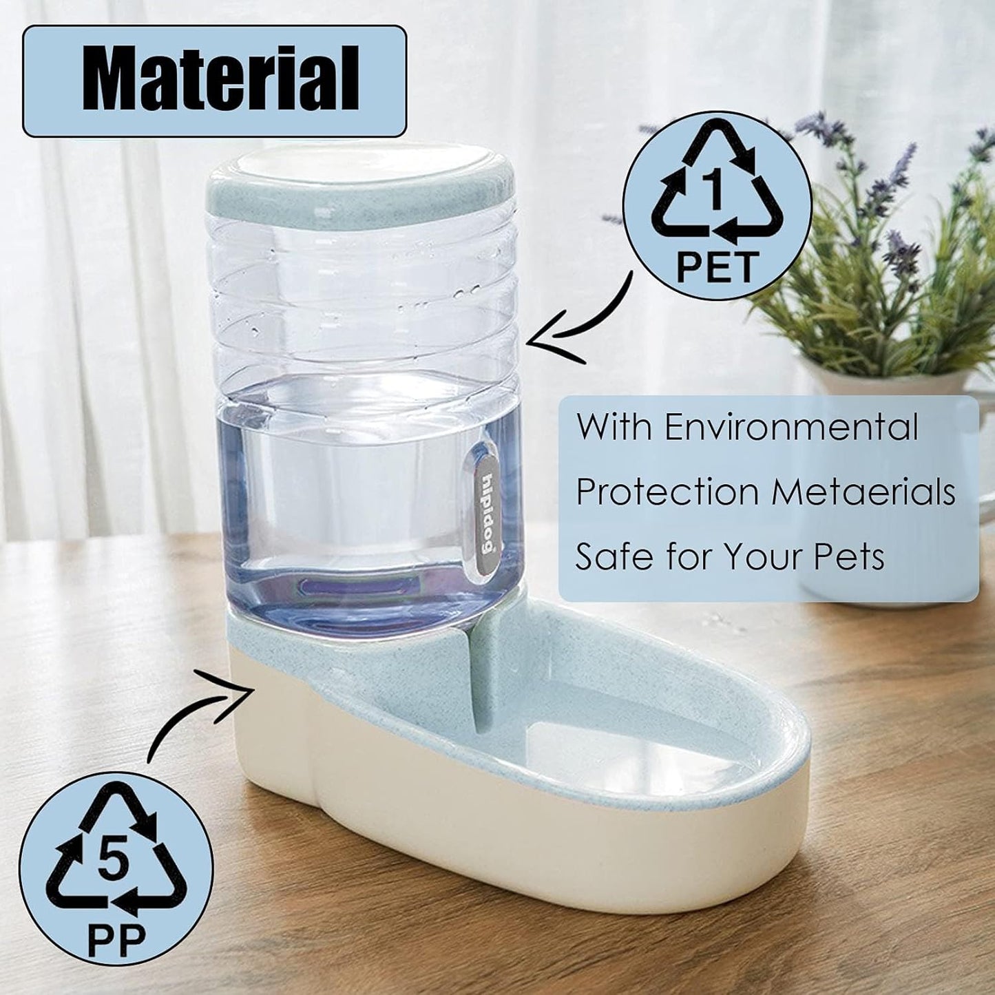kathson Automatic Cats Water Dispenser 1 Gallon Gravity Dogs Water Station Feeder Large Capacity Pet Drinking Bowls for Kitten Puppy