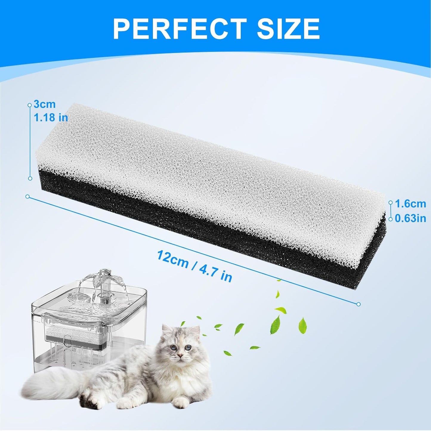 Cat Dog Water Fountain Filter, Pet Fountain Filters for WF020 Water Fountain, Keep Water Fresh and Clean (12 Pack)