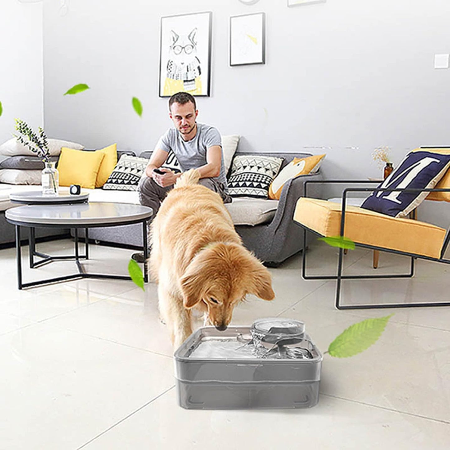 Dual-Tier Pet Fountain, Automatic Dog/Cat Water Fountain with Large Capacity, Pet Water Dispenser Drinking Water for Cats Dogs Multiple Animals,Gray