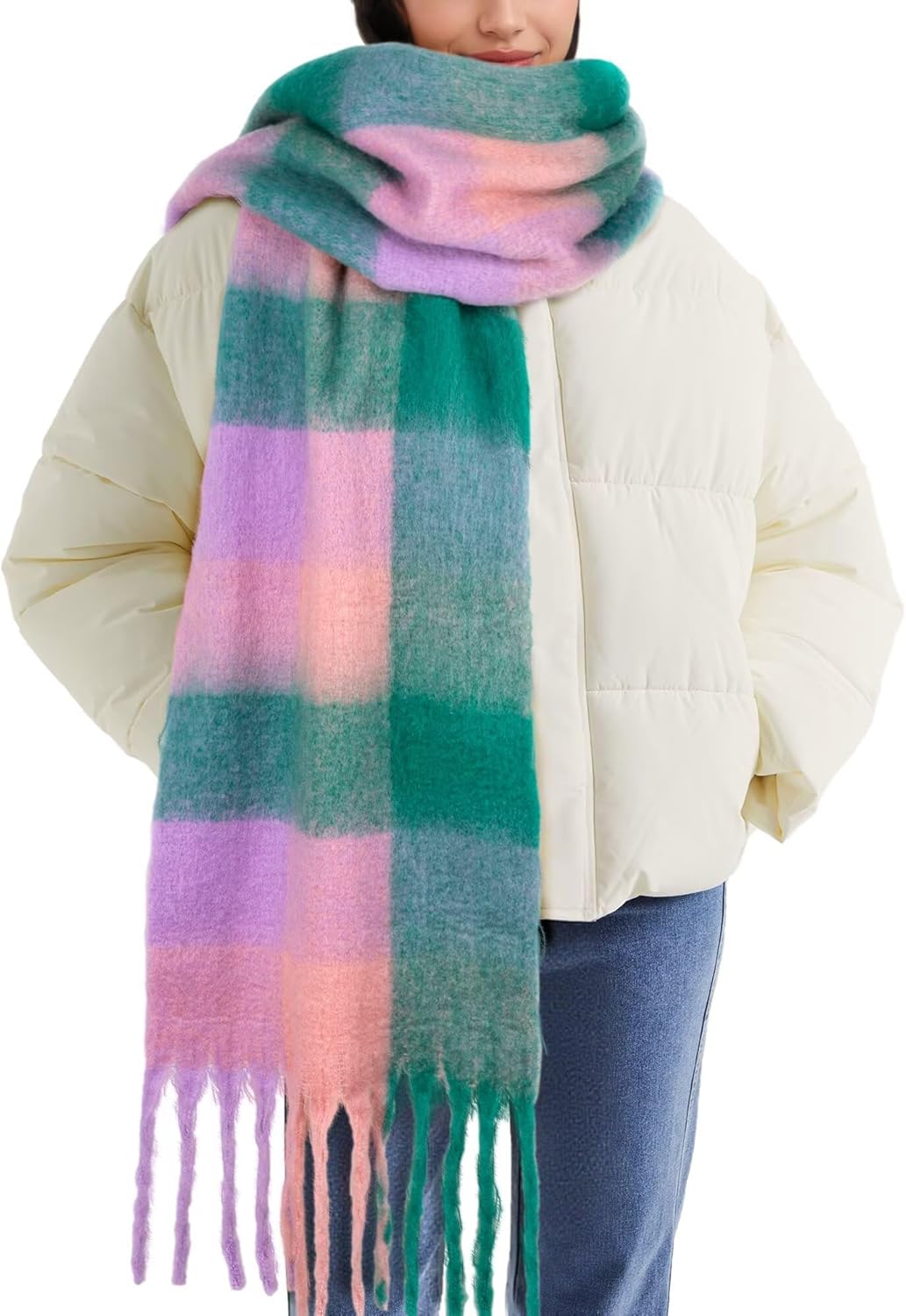 Colorful Winter Scarf for Women - Warm Chunky Blanket Scarves,Trendy Christmas Gifts & Stocking Stuffers for Women