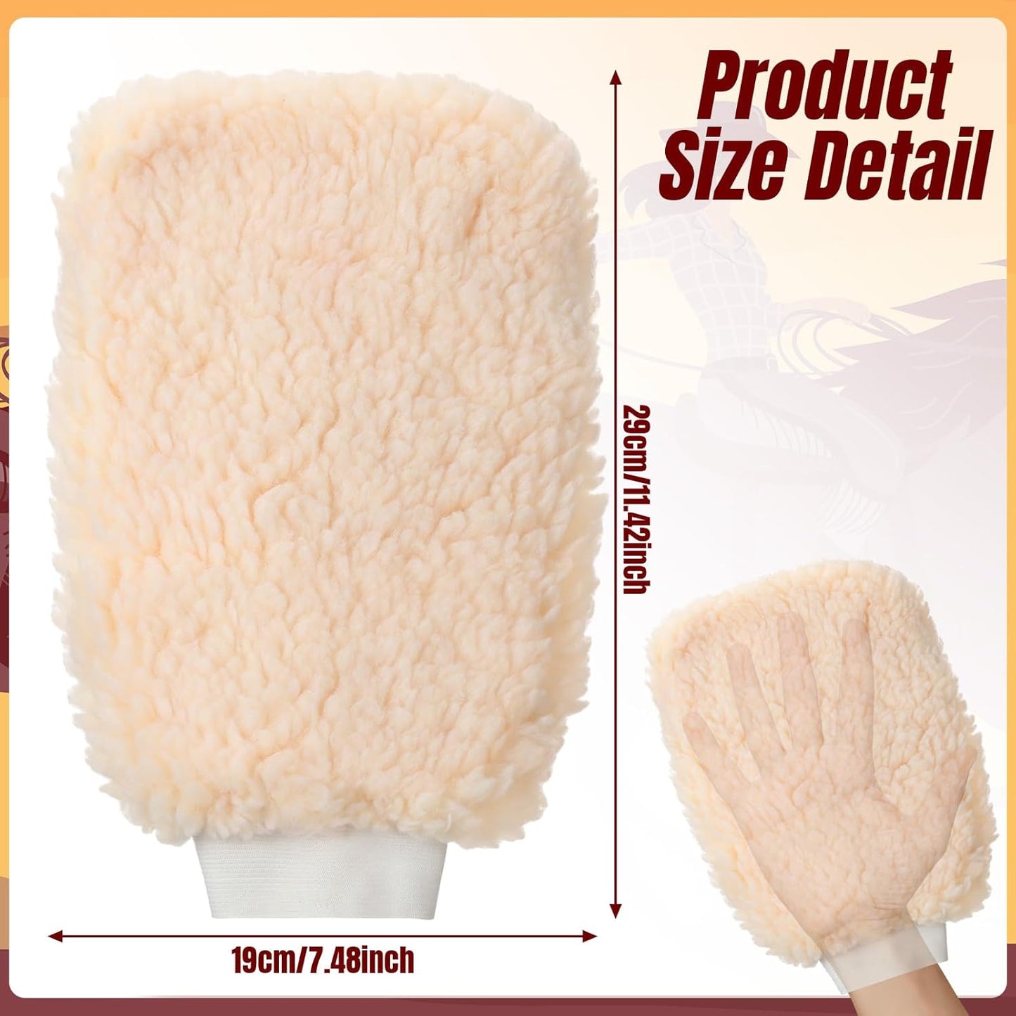 Fleece Applicator Wipe Mitt for Horses Lambskin Wool Grooming Mitts for Tack Cleaning Glove Soft White Mitts for Horse Bathing, Spreading Hair Treatments, Leather Care or Sensitive Horses and Dogs