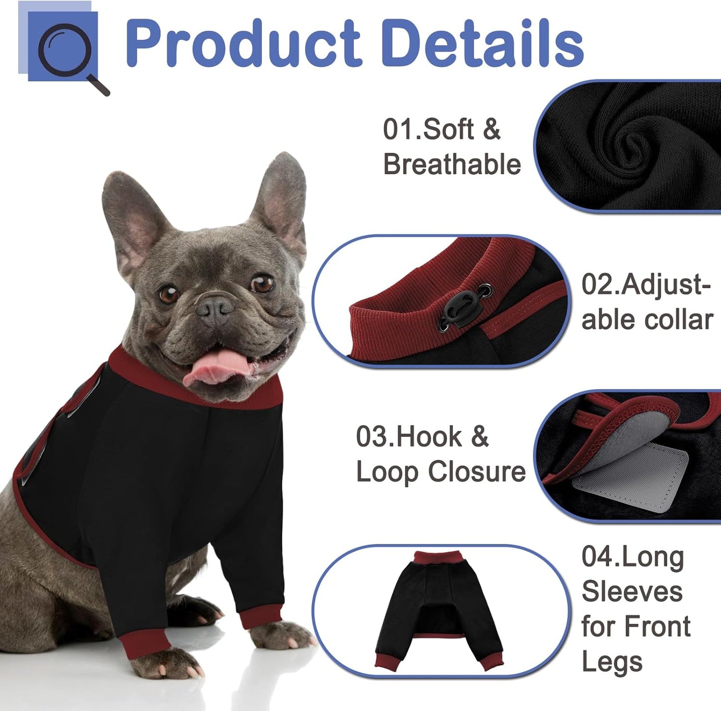 KOESON Dog Recovery Sleeve for Front Legs, Soft Pet Recovery Suit After Surgery, Adjustable Dog Leg Elbow Protector, Pet Wound Care Shirt to Stop Licking, E-Collar Cone Alternative, Black 2XL