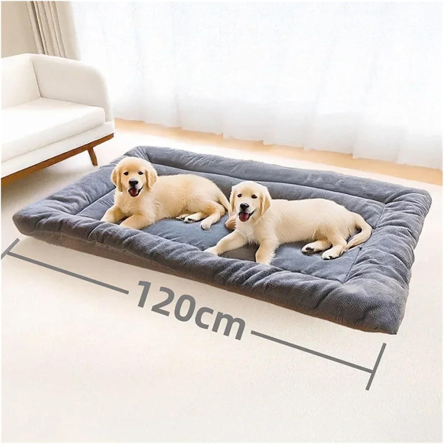 Plush Warm Dog Bed Sofa Thickened Super Soft Polyester Pet Mat Crate Mats for Small Medium Large Dogs Winter Pet Bed Supplies(Camel)