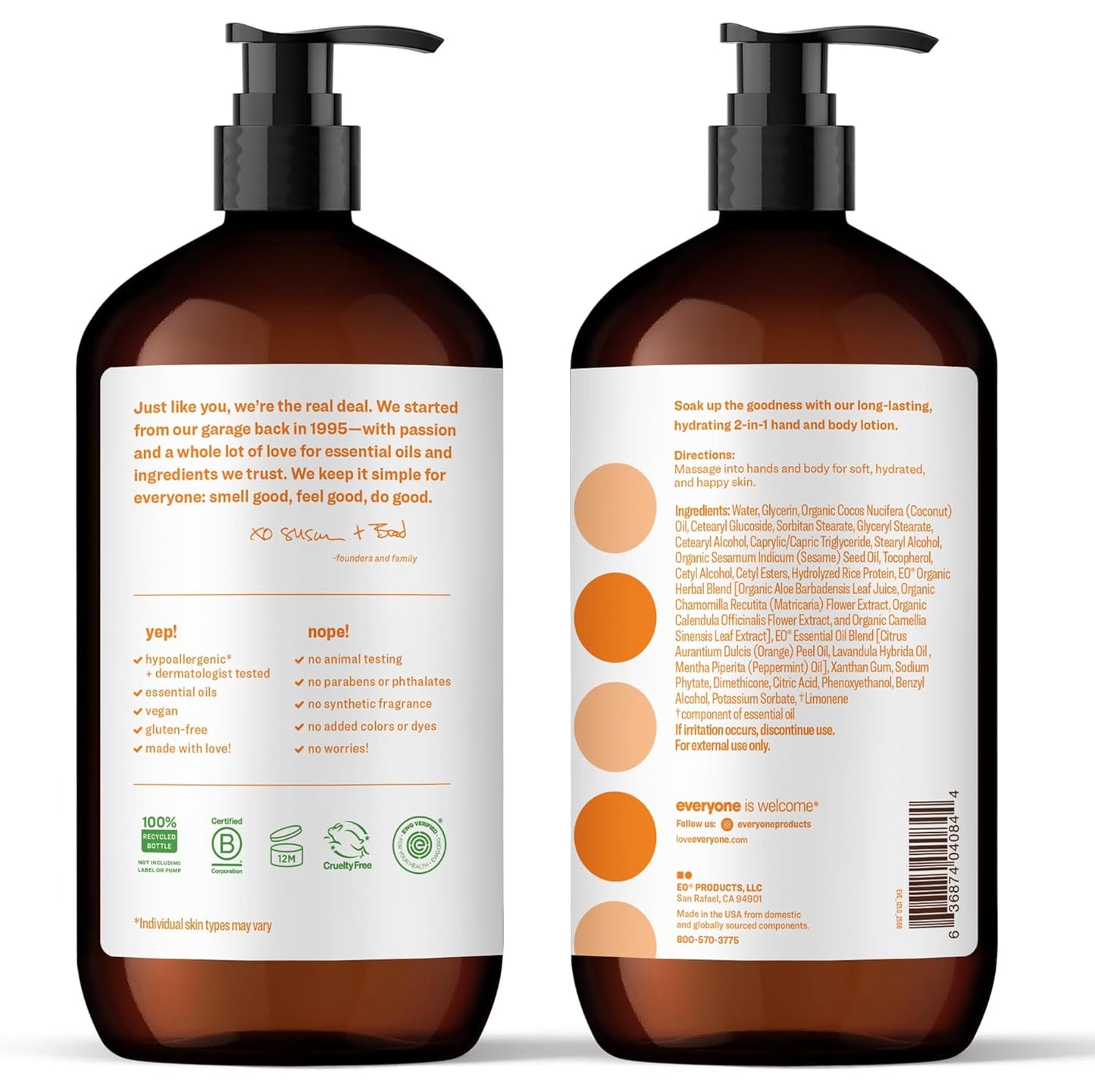 Everyone 2-in-1 Lotion for Hands/Body, 32 ounce (Pack of 2) Citrus and Mint made with Essential Oils for Men and Women